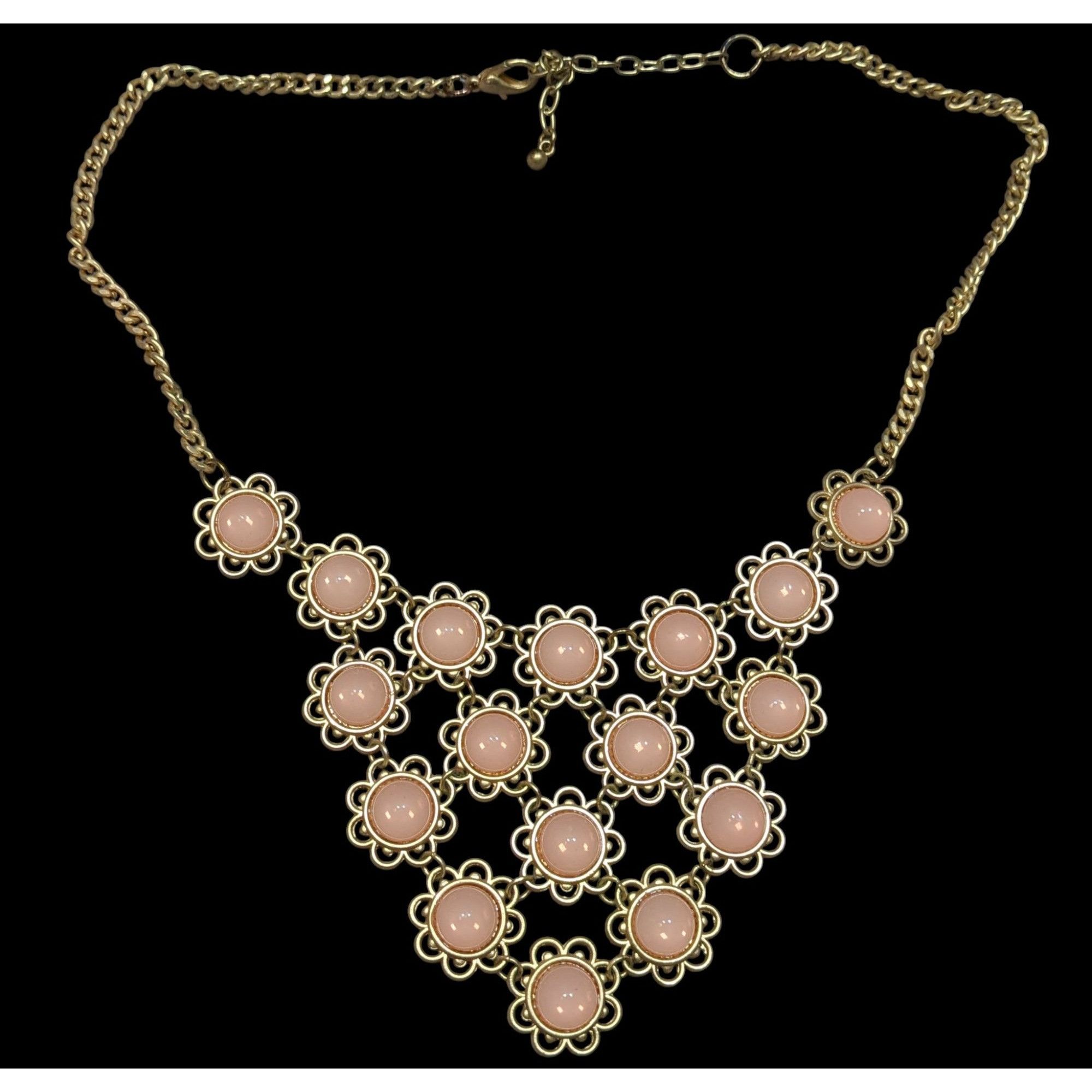 Other Vintage Coquette Floral Bib Necklace With Gold Tone Metal An Size ONE SIZE - 1 Thumbnail