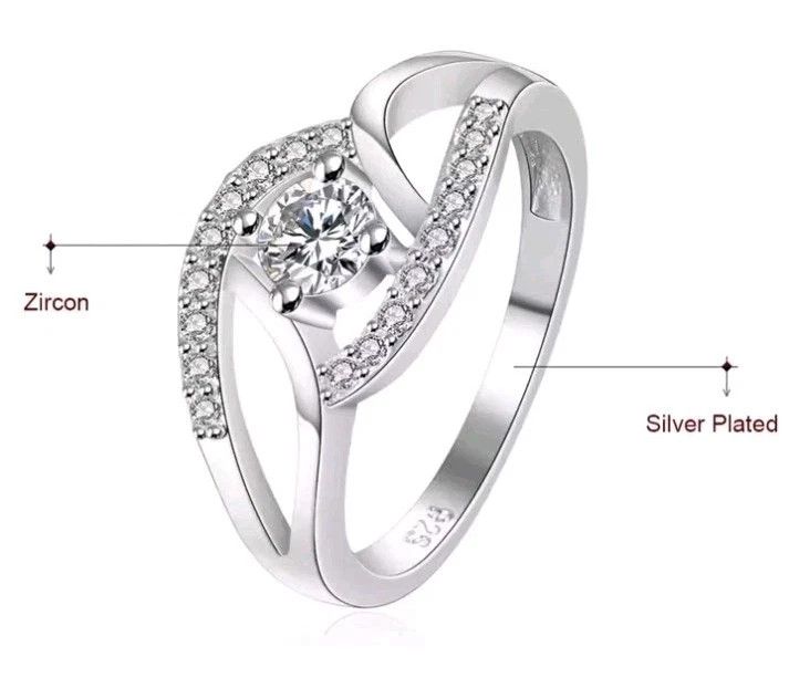 Other Cubic Zirconia Engagement Ring 925 Sterling Silver Size 7 Size ONE SIZE - 4 Thumbnail
