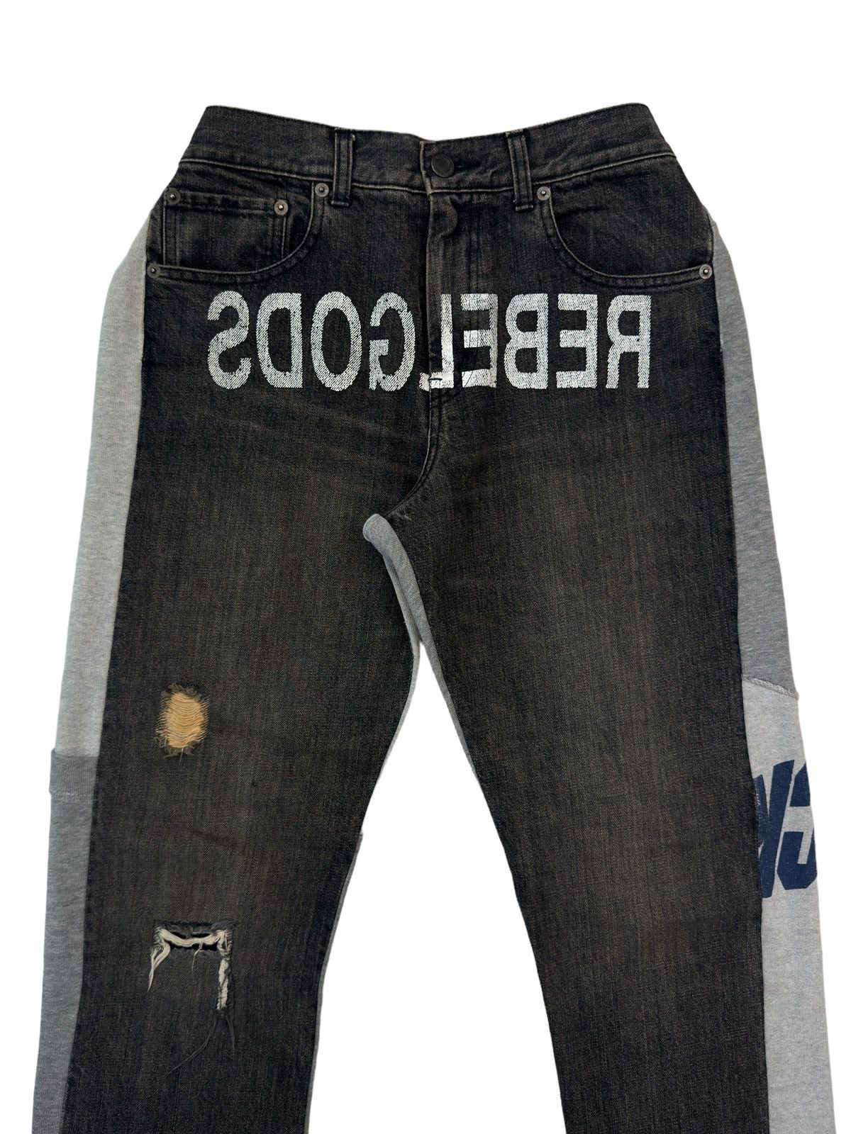 Jun Takahashi Undercover AW02 REBELGODS Hybrid Denim Sweatpants Size US 32 / EU 48 - 4 Thumbnail