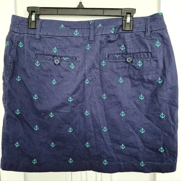 Vacation British Khaki Embroidered Anchor Skirt Nautical Summer Size 30" / US 8 / IT 44 - 9 Thumbnail