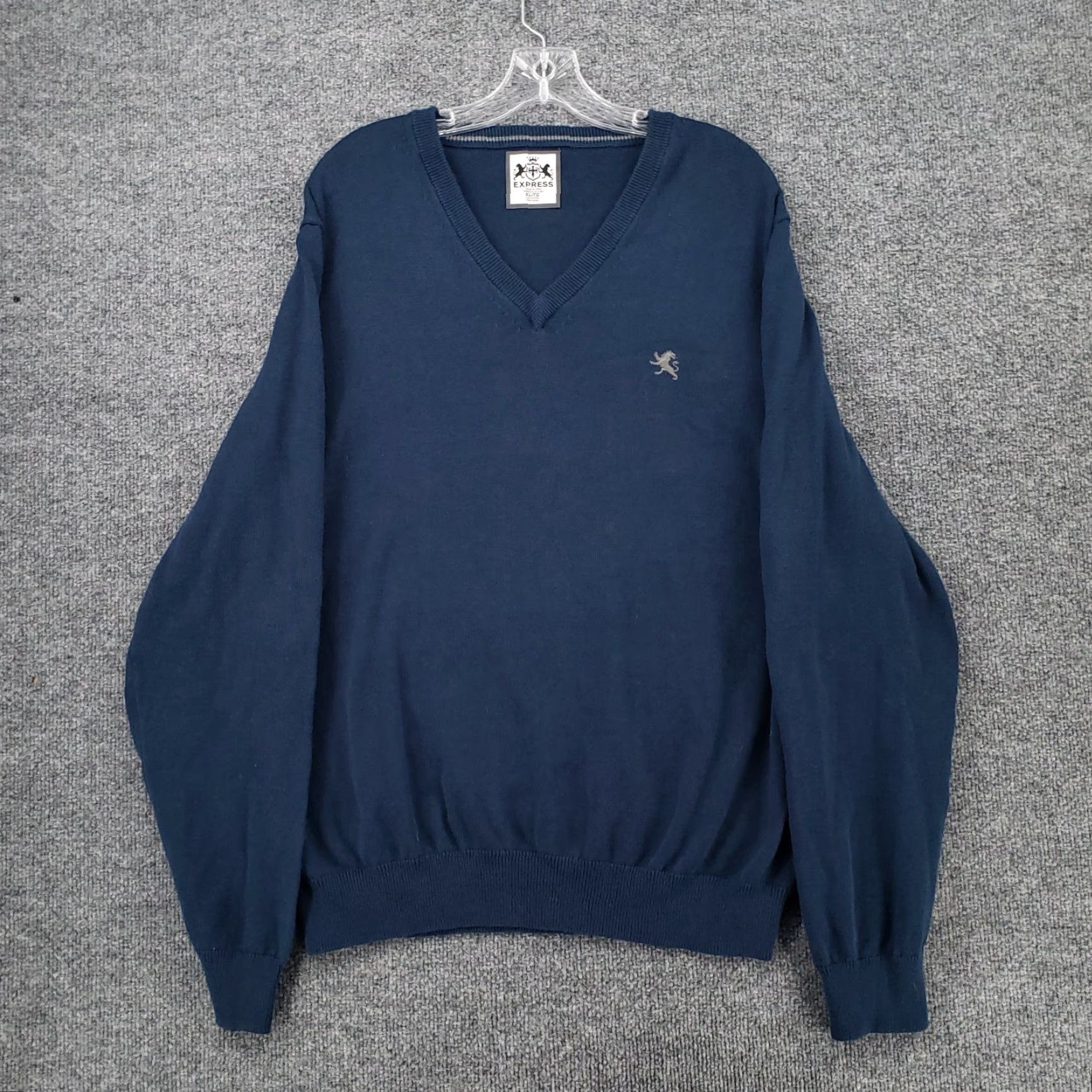 Express Express Mens XL Pullover Shirt Sweater Navy Blue V Neck Long Sleeve Golf Pullover Size US XL / EU 56 / 4 - 2 Thumbnail