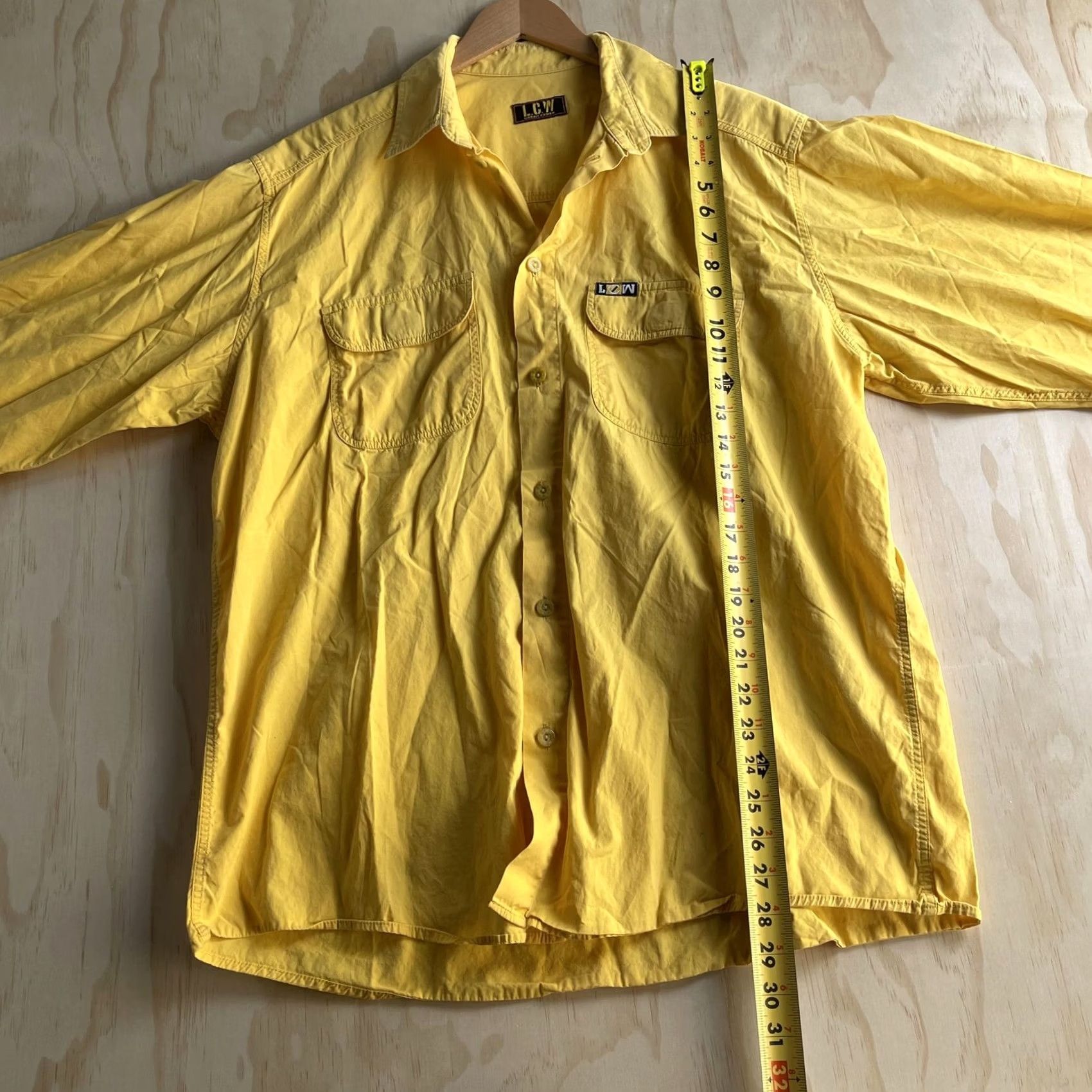 Vintage VINTAGE LCW Shirt Mens Large Yellow Solid Long Sleeve Button Up Casual Workwear Size US L / EU 52-54 / 3 - 5 Thumbnail