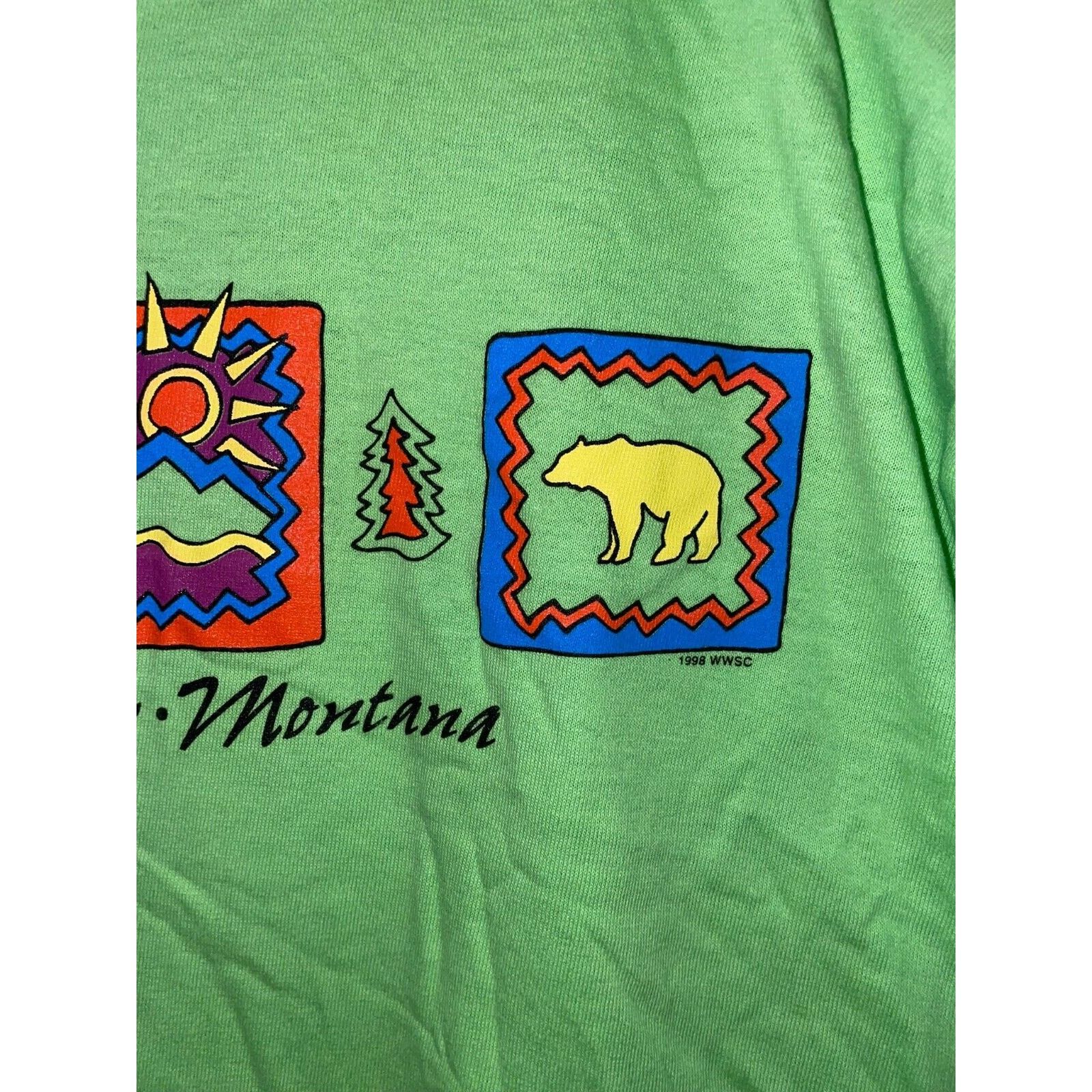 Anvil Vintage Big Sky Montana Shirt Moose Elk Nature Green Tee 90s Size US L / EU 52-54 / 3 - 4 Thumbnail
