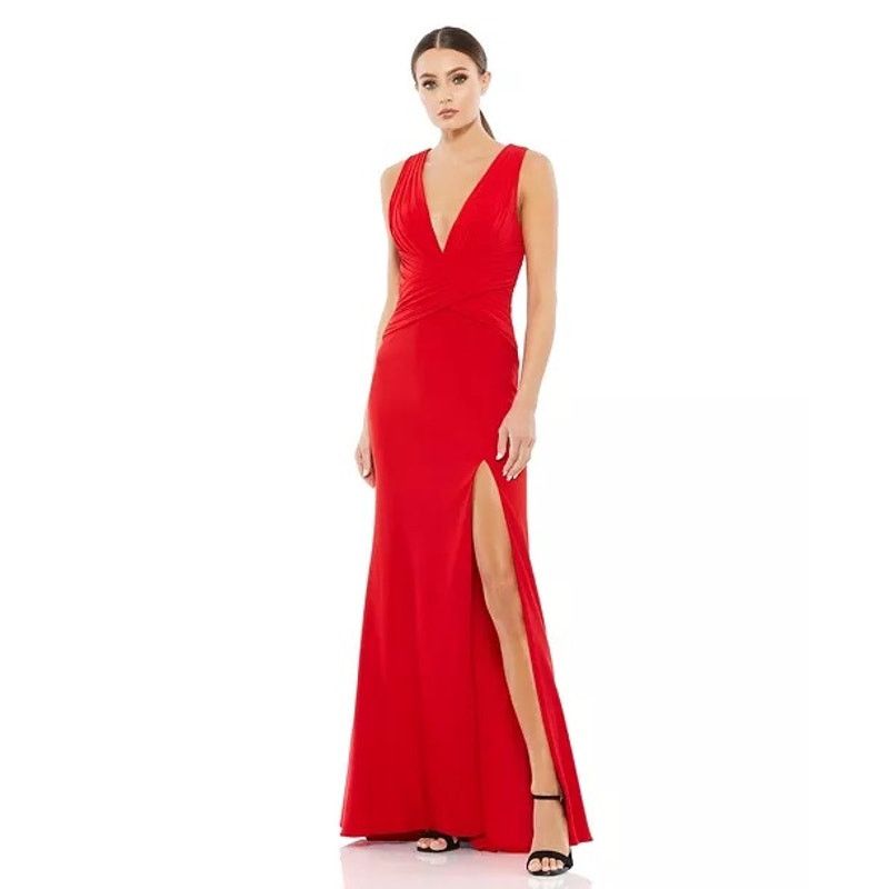 Mac Duggal Mac Duggal Women's Pleated Wrapping Sleeveless Gown Red sz 2 Size XS / US 0-2 / IT 36-38 - 1 Thumbnail