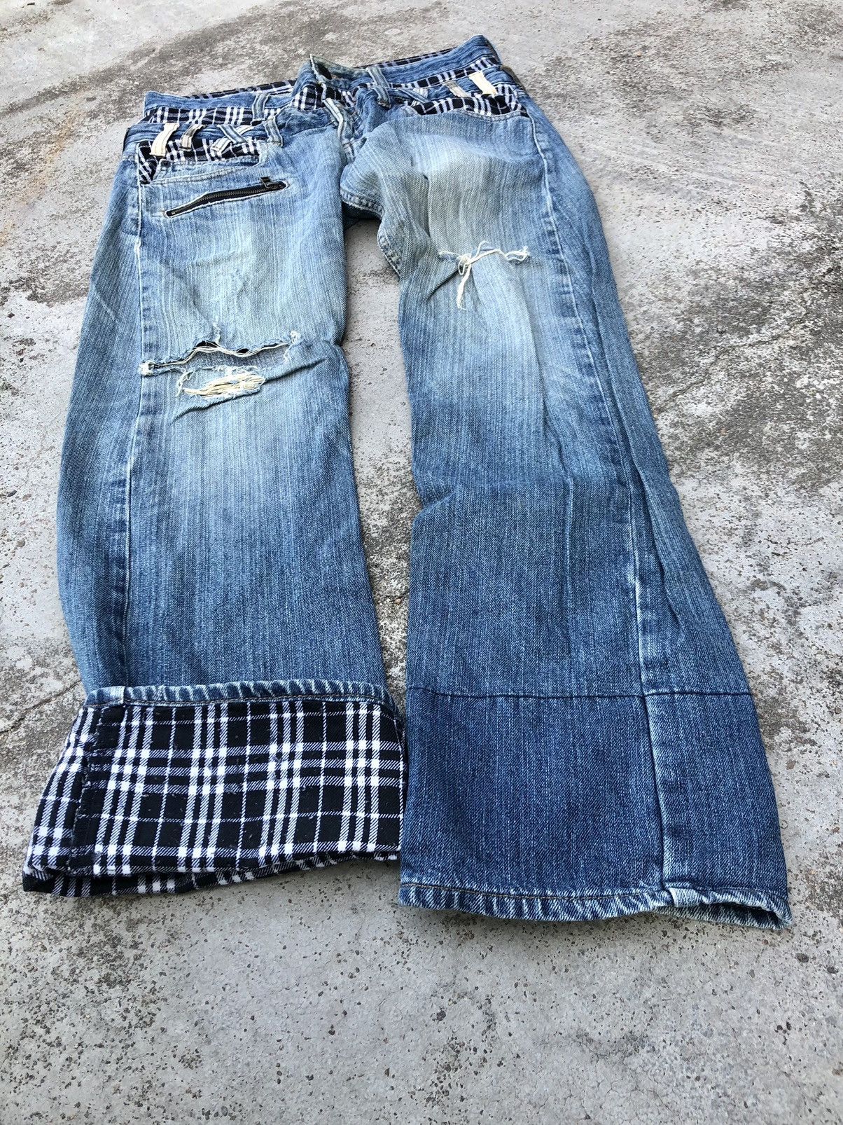 Vintage DOUBLE WAIST DISTRESSED DENIM BY MEMORY SPECIAL Size US 32 / EU 48 - 4 Thumbnail