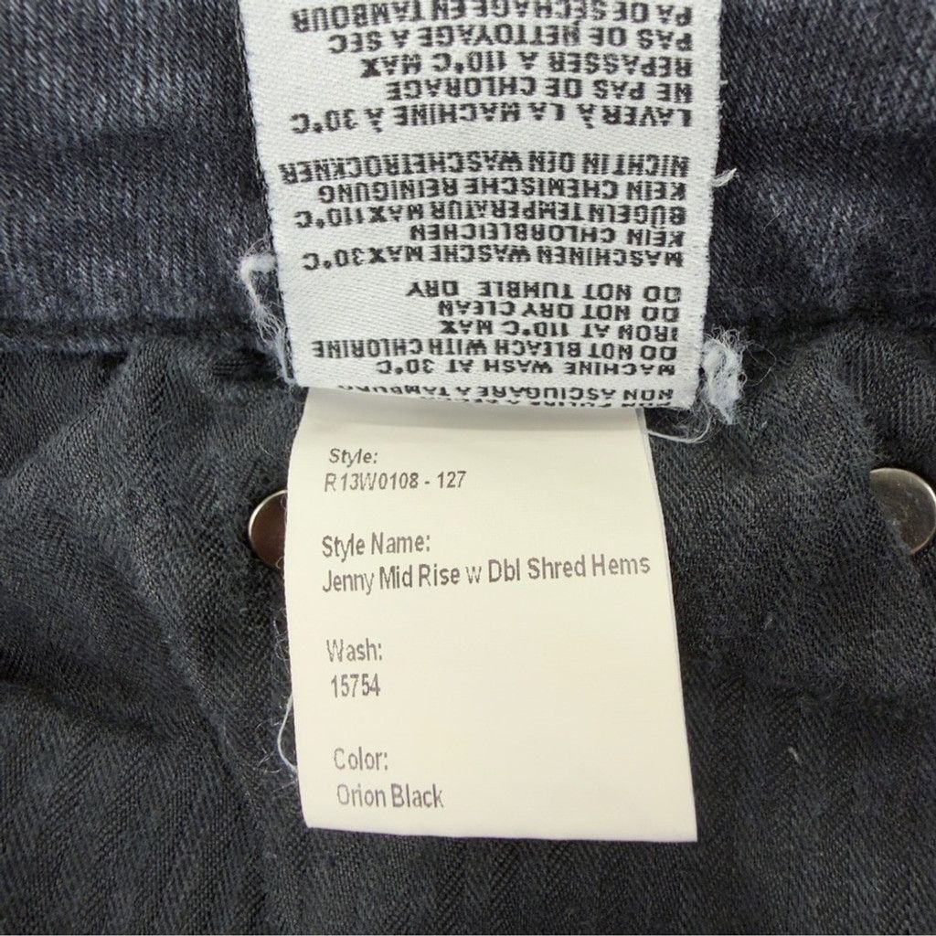 R13 R13 Women's Size 24x25 Jenny Mid Rise w/ Double Shred Hems B Size 24" / US 00 / IT 34 - 6 Thumbnail