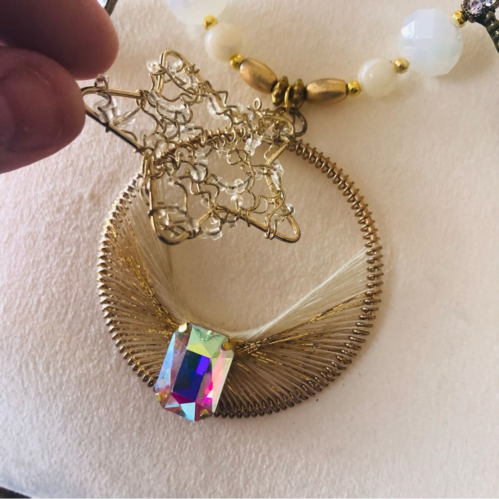 Handmade Handcrafted repurpose moon & stars gem Pearl necklace Size ONE SIZE - 9 Thumbnail