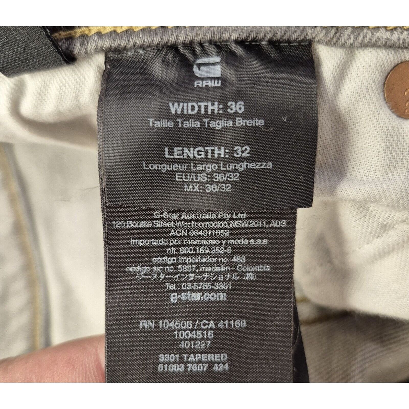 G-Star G-Star Raw 3301 Tapered Slim Men’s Gray Denim Jeans 36x32 Size US 36 / EU 52 - 11 Thumbnail