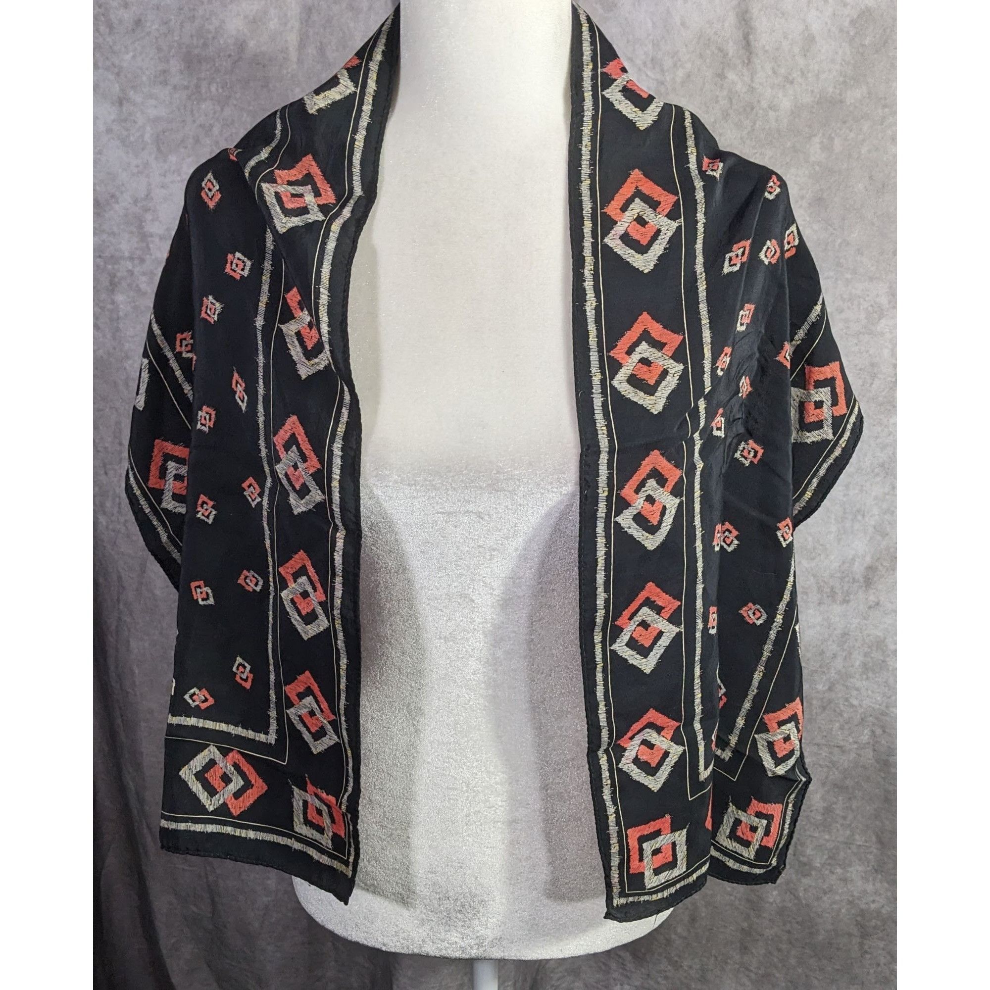 Other Franck Olivier Paris Vintage Black Scarf With Geometric Patt Size ONE SIZE - 6 Thumbnail