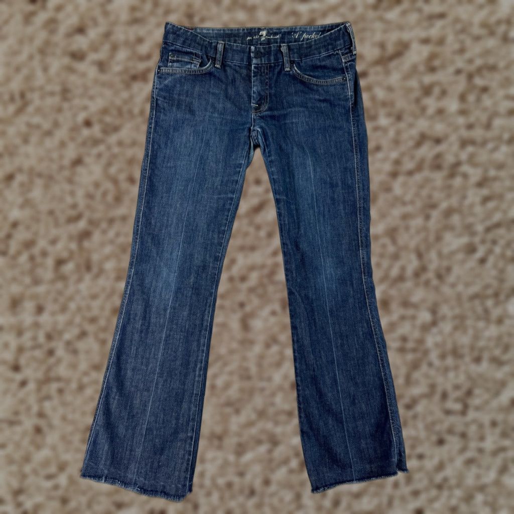 Vintage VINTAGE Seven7 Jeans Women 30 Blue Denim Bootcut A Pocket Low Rise Stretch Raw Hem Size 30" / US 8 / IT 44 - 1 Thumbnail