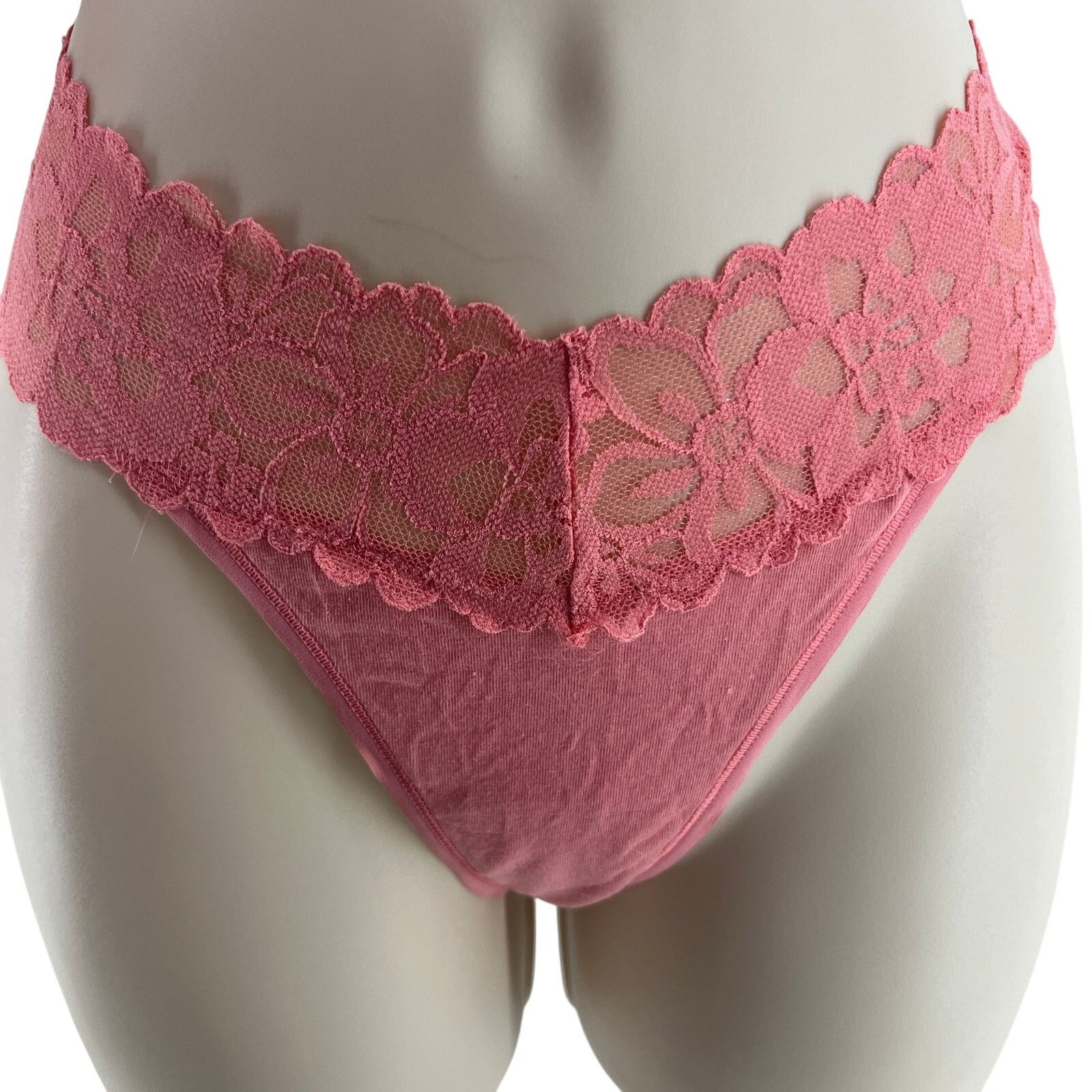 Victorias Secret VictoriaS Secret Lacie Lace-Up Thong Panty Peachy Pink L, Women's