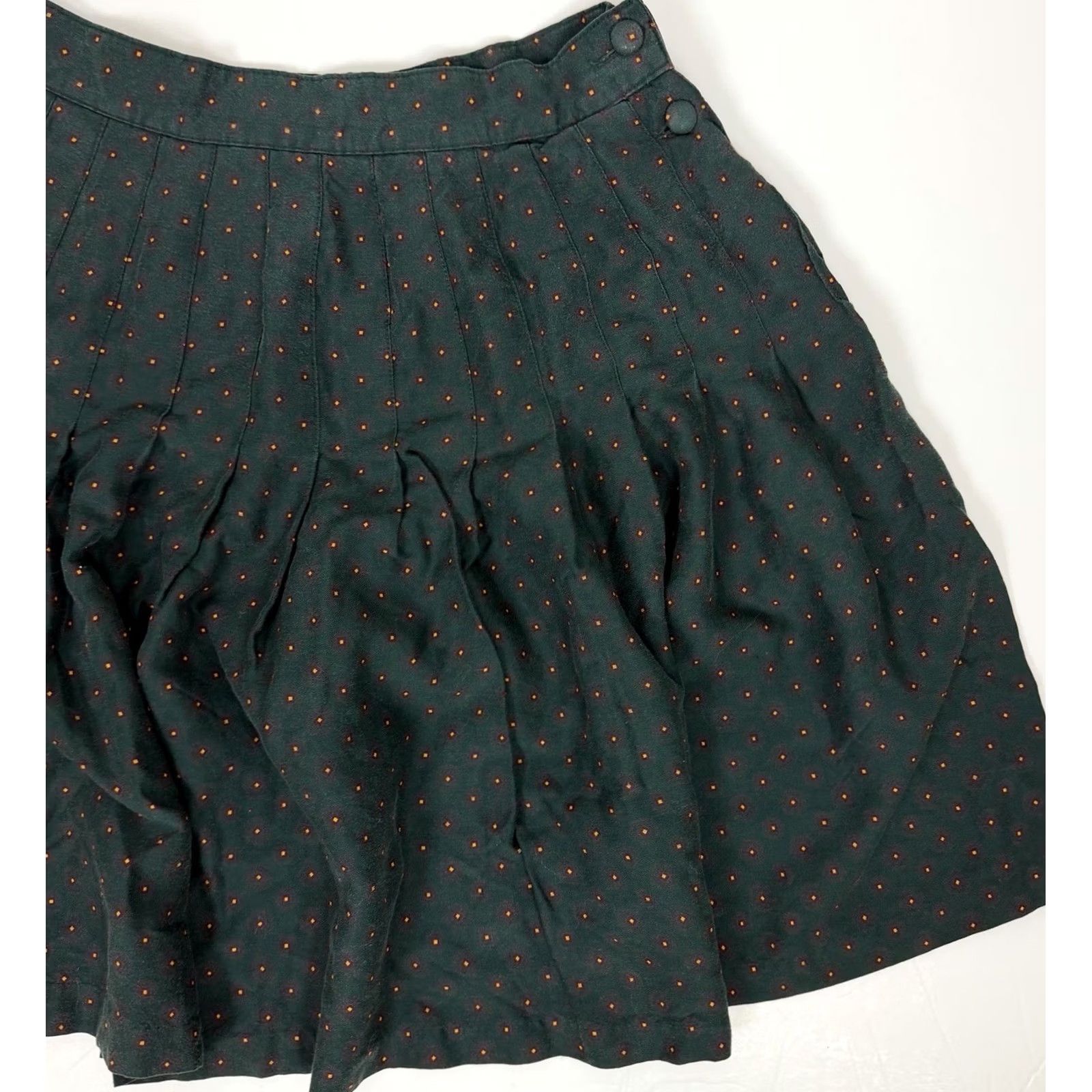 Gap VINTAGE Gap Mini Skirt Womens Small Forest Green Pleated High Waist 80s 90s Size 26" / US 2 / IT 38 - 2 Thumbnail