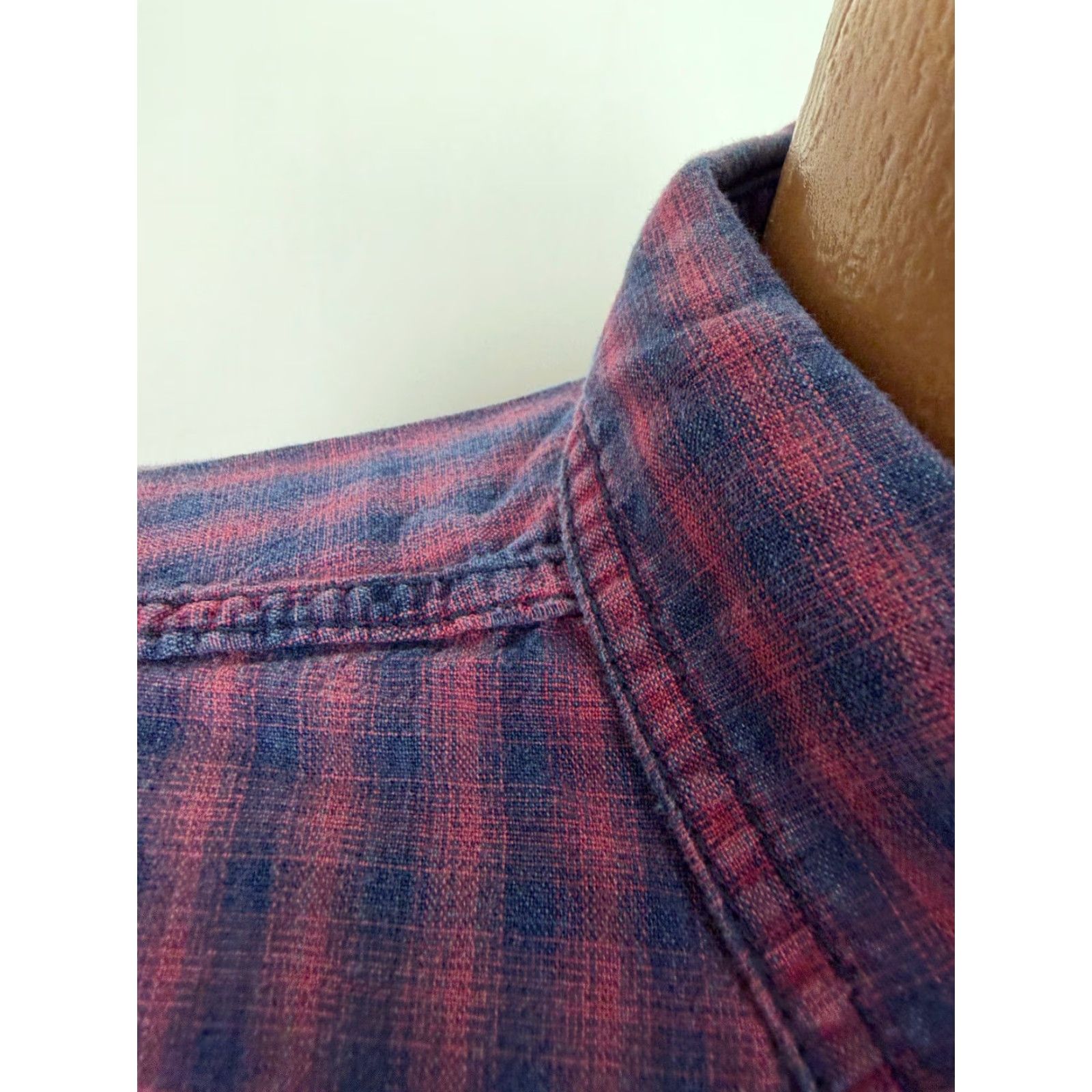 Levi's VINTAGE Levi's Work Shirt Men L Plaid 90s Distressed Button-Up Indigo Blue Cotton Long Sleeve Size US L / EU 52-54 / 3 - 4 Thumbnail