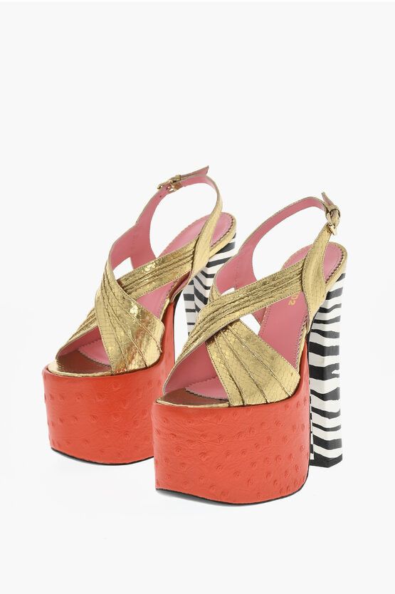 Dsquared2 Animalier Printed Leather Evening Sandals Heel Shoes 17 Cm, Women's (Size 6.5)