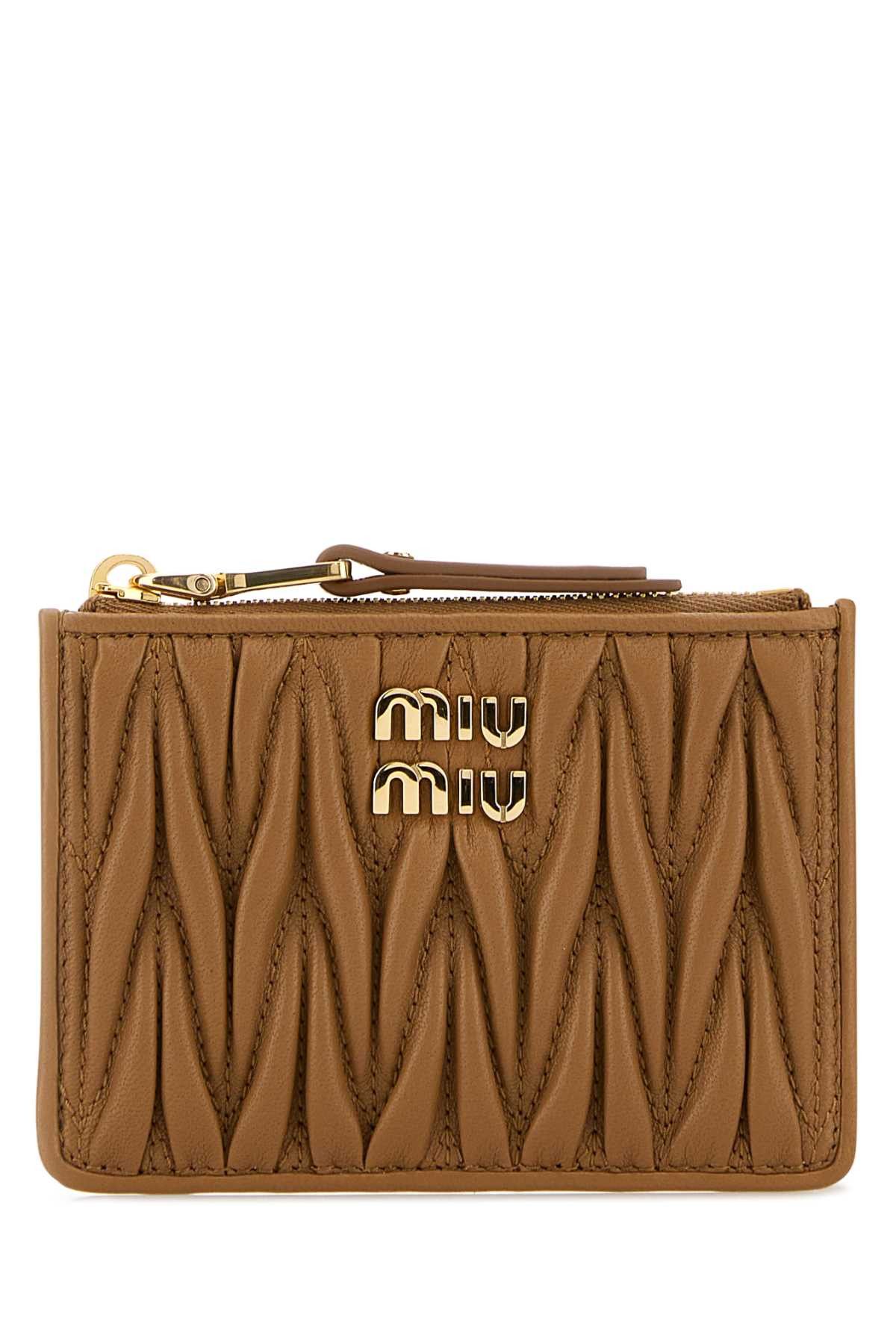 Miu Miu Caramel Nappa Leather Card Holder Size ONE SIZE - 1 Thumbnail
