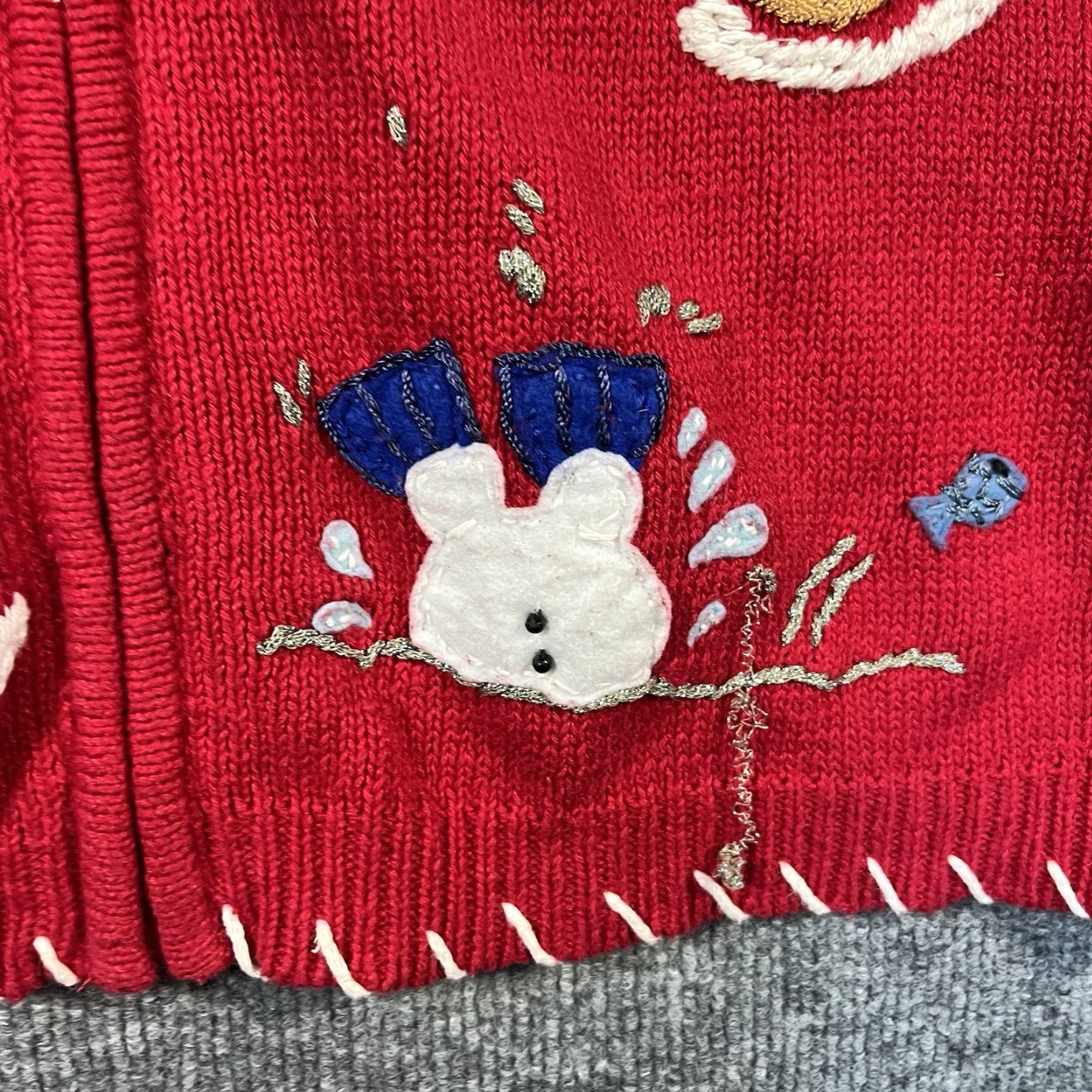 Vintage VINTAGE Tiara International Cardigan Sweater Red L Women Christmas 90s Beaded Embroidered Sequin Graphic Print Knitted Knit Cotton Ramie Other Fiber Size L / US 10 / IT 46 - 6 Thumbnail