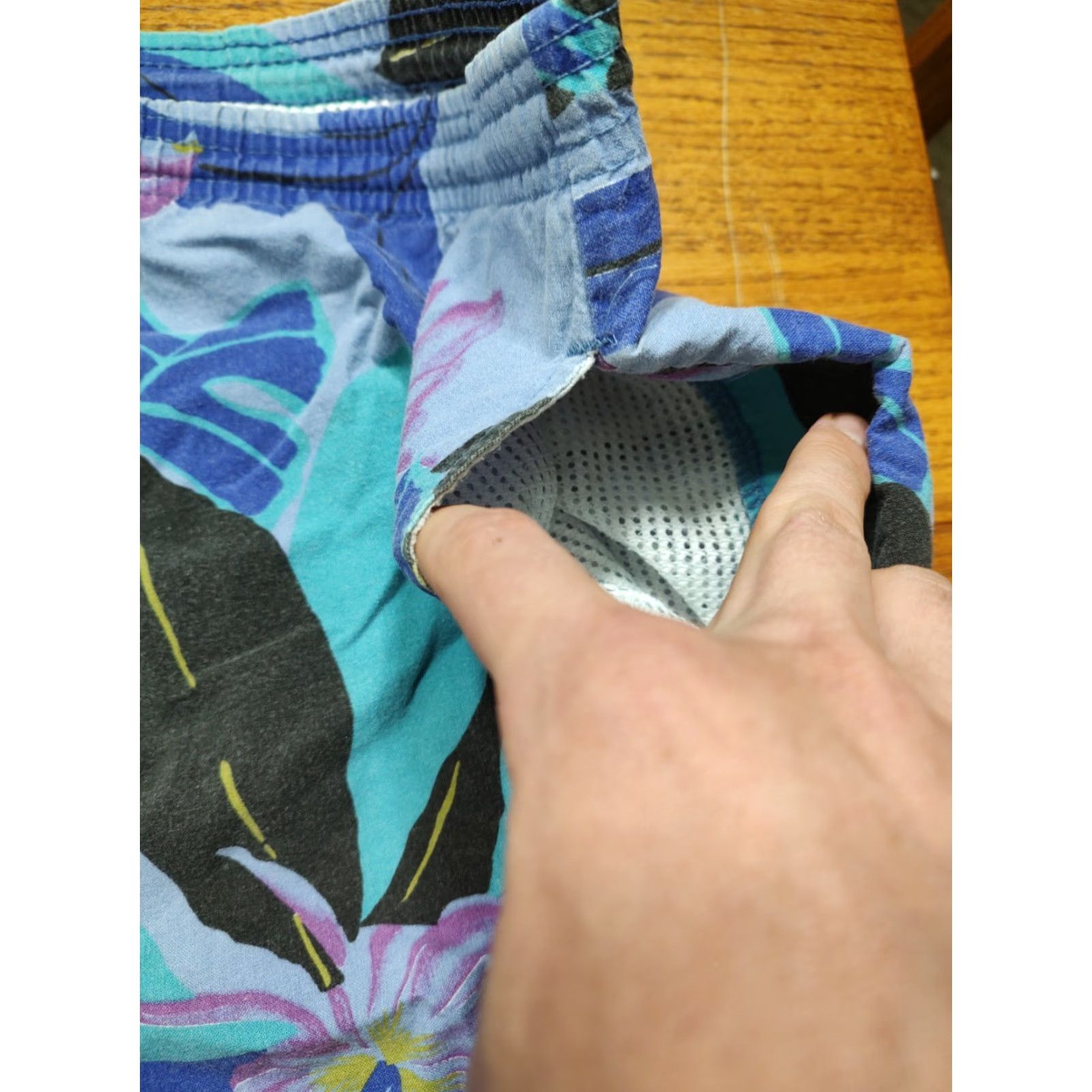 Vintage VINTAGE 80s Marina of California Hawaiian Swim Short Mens 2XL Blue Floral USA Swim Bottoms Size US 39 - 3 Thumbnail