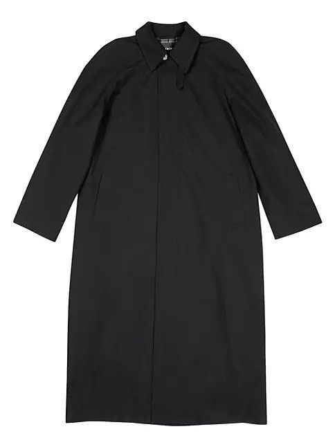 Balenciaga o1mt1gz0924 Fluid Raglan Carcoat in Black Size US M / EU 48-50 / 2 - 1 Thumbnail