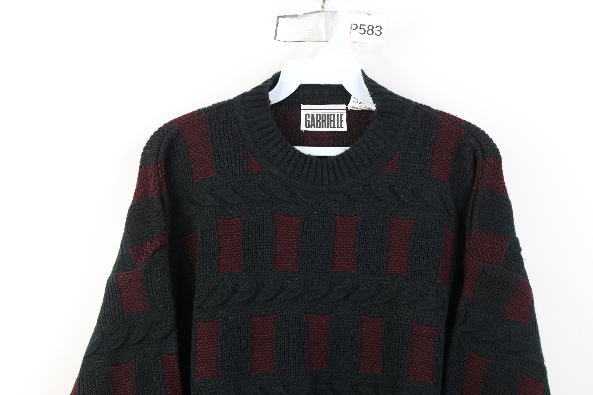Vintage Vintage 90s Streetwear Checkered Ribbed Cable Knit Sweater Size L / US 10 / IT 46 - 2 Thumbnail