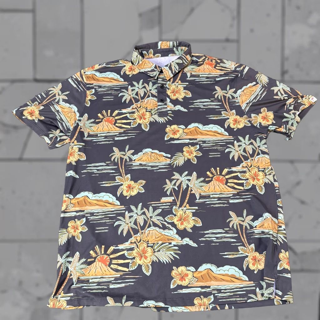 Vintage Kahala Polo Shirt Mens Large Gray Hawaiian Volcano Floral Tropical Golf Size US XL / EU 56 / 4 - 1 Thumbnail