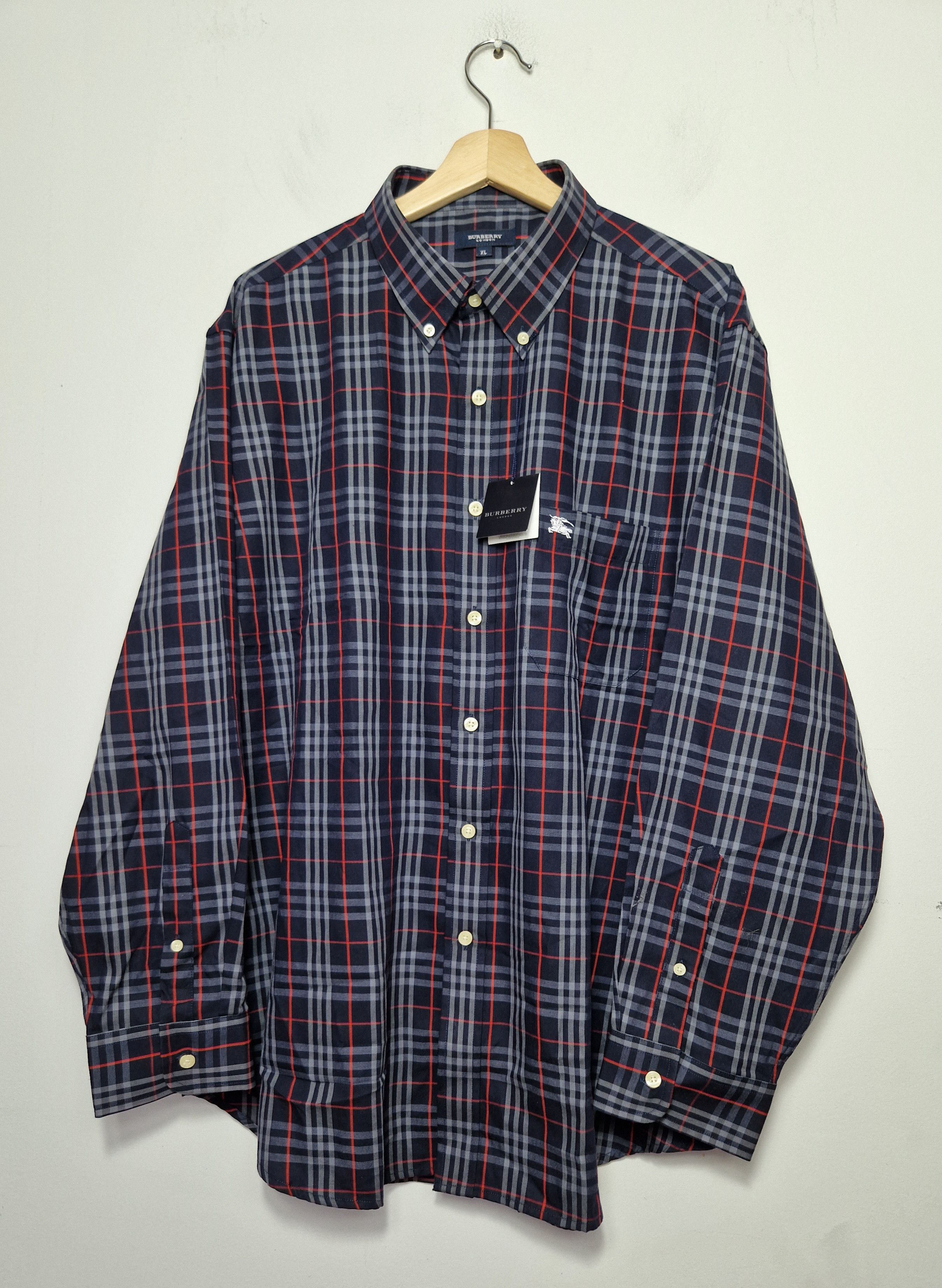 Burberry × Vintage Burberry vintage DSWT navy nova check shirt Size US XL / EU 56 / 4 - 1 Thumbnail