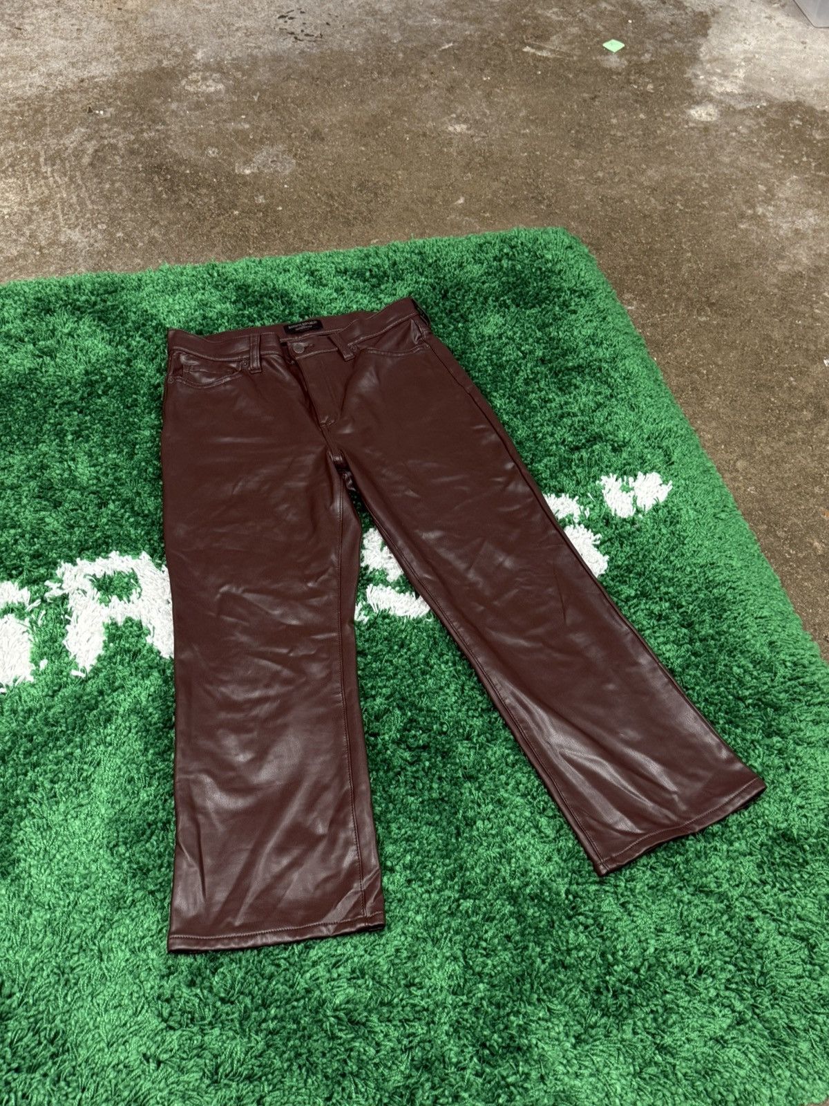 Banana Republic Cropped Bootcut Brown Leather Pants 32 x 26