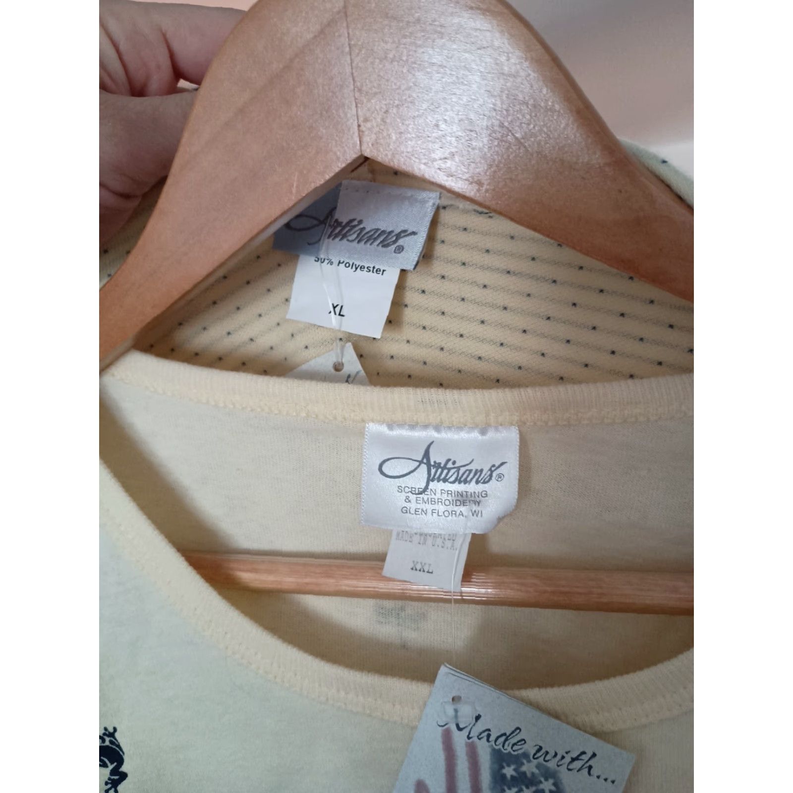 Vintage Nwt Artisans Made In USA Ladies Zip Up Hoodie And T-shirt Combo Lot XL Yellow Full Zip Womens Hoodie T-shirt USA 2 Piece Set XL Size XL / US 12-14 / IT 48-50 - 4 Thumbnail