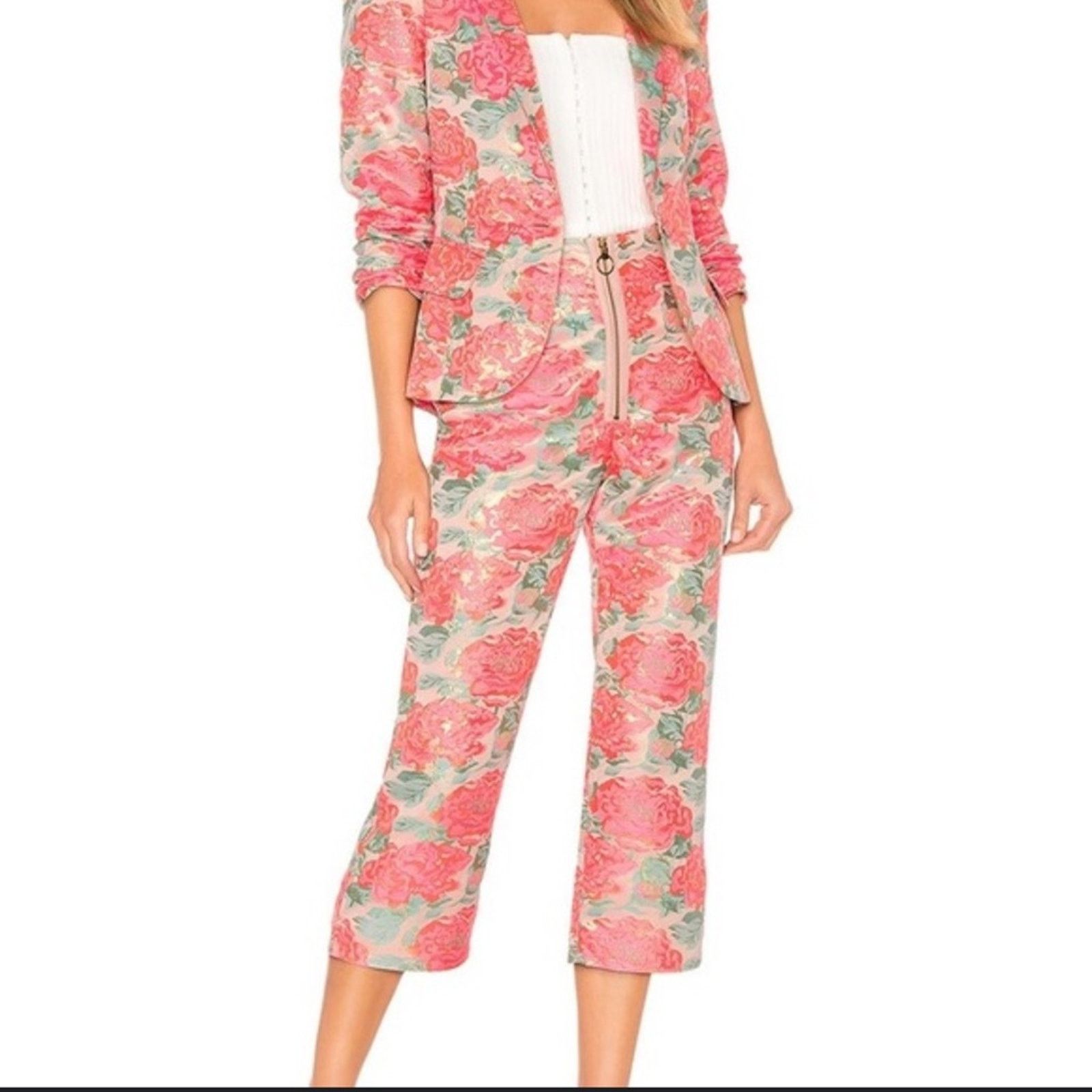 For Love & Lemons For Love & Lemons Brocade Jackpot Pants - Size M Size 27" / US 4 / IT 40 - 2 Thumbnail