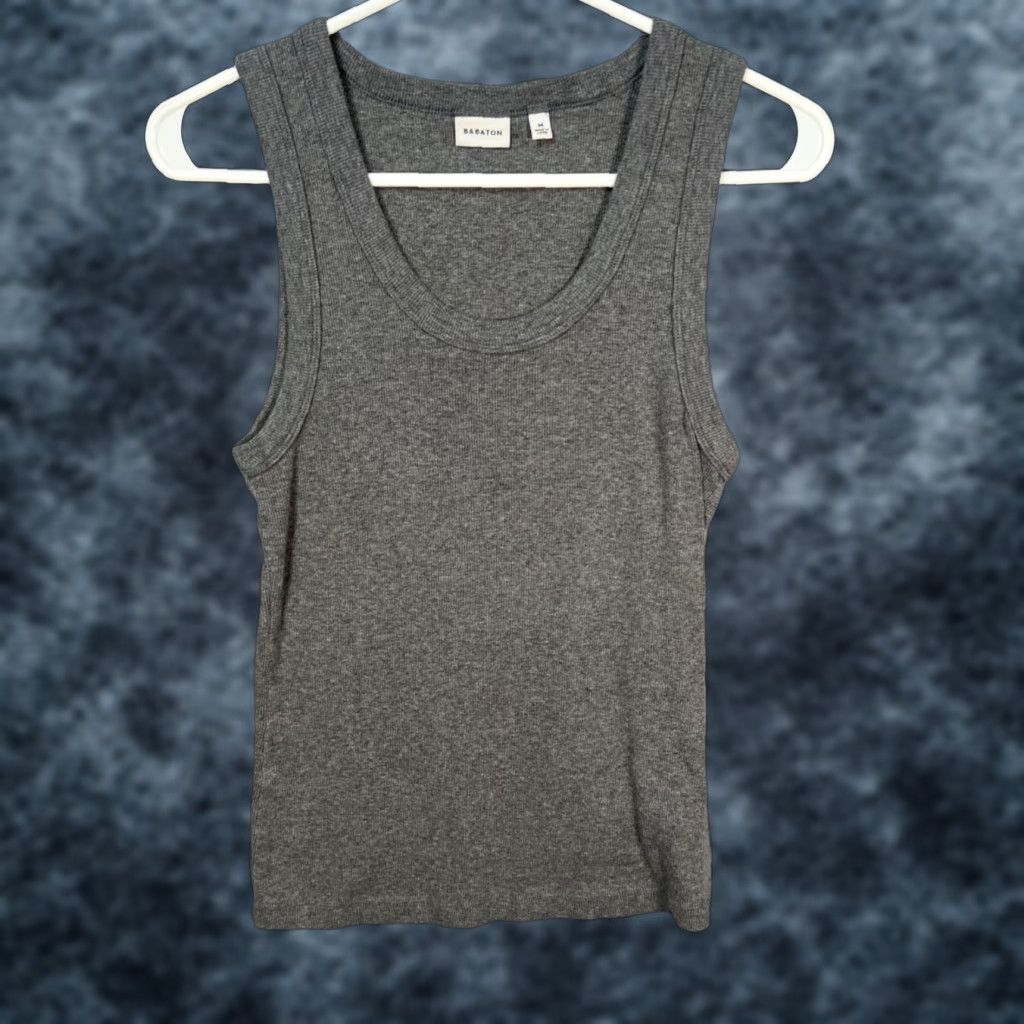Vintage Babaton Tank Top Shirts Womens Adult Medium Gray Cotton Blend Scoop Neck Sleeveless Stretch Casual Size M / US 6-8 / IT 42-44 - 1 Thumbnail