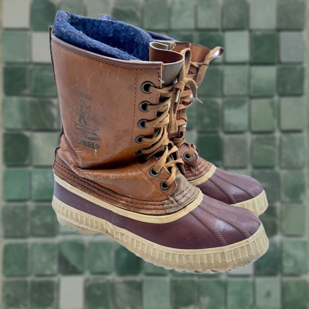 SOREL VINTAGE Sorel Kaufman Boots Mens 9/9.5 Leather Waterproof Rubber Snow Insulated Wool-Blend Liner Canada Size US 9.5 / EU 42-43 - 1 Thumbnail