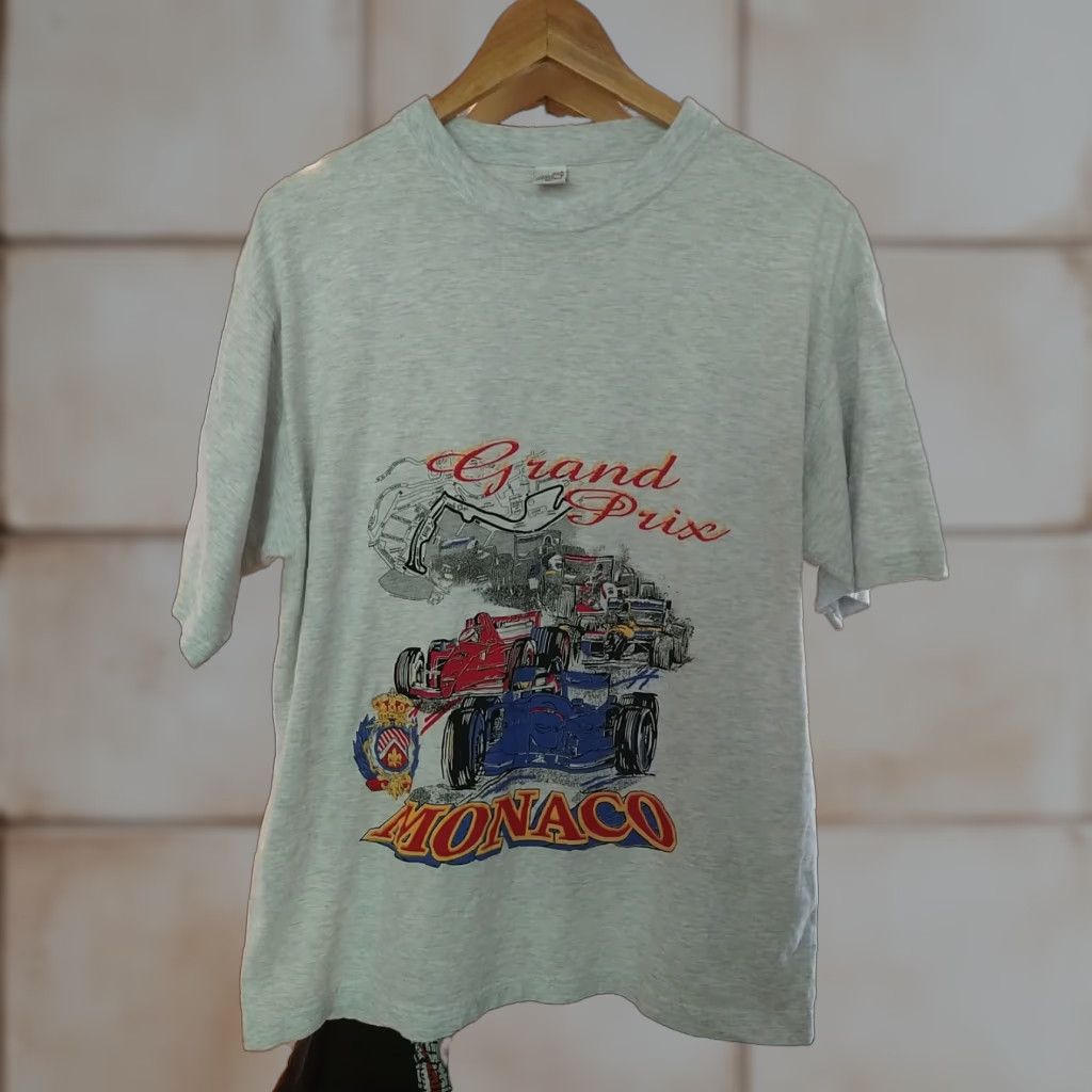 Vintage VINTAGE Grand Prix Monaco Racing T-shirt Mens XL Gray Euro Fit - Monaco Crest Cars Shirt Size US XL / EU 56 / 4 - 1 Thumbnail