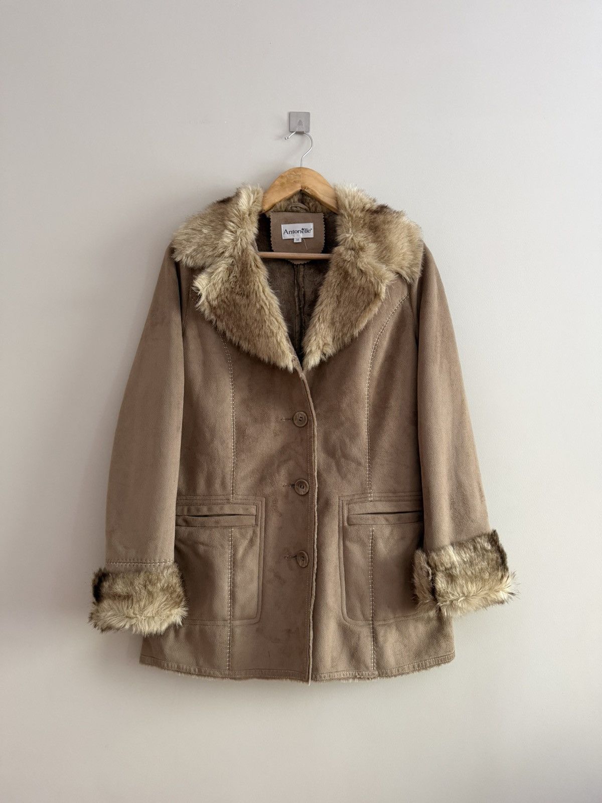 Vintage Vintage 00’s Penny Lane Faux Fur Trim Jacket Fur Trim Jacket Size M / US 6-8 / IT 42-44 - 1 Thumbnail