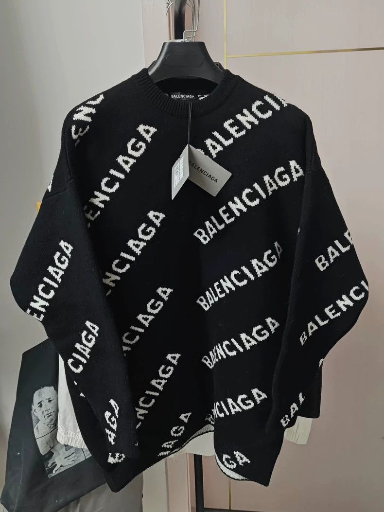 Balenciaga Balenciaga 22ss full-print knitted jacquard sweater 2502-Ne Size US S / EU 44-46 / 1 - 1 Thumbnail