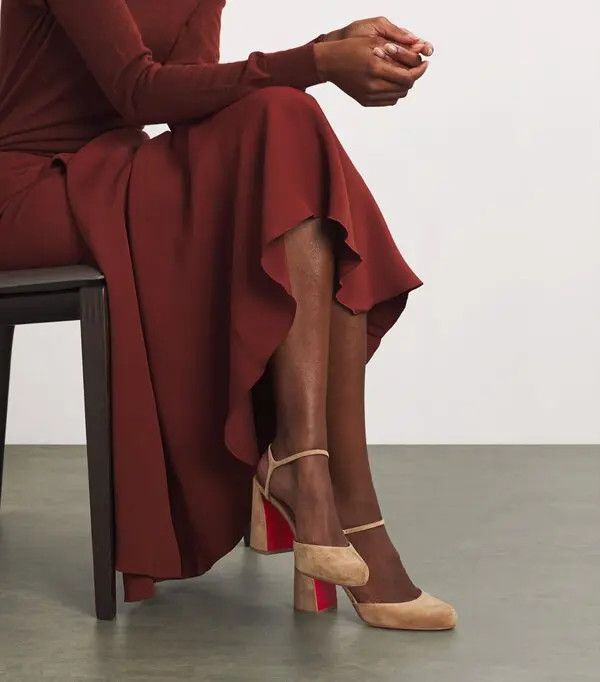 Christian Louboutin o1bcso1str0825 Jane Suede Mary Jane Pumps 85 in Beige Size US 6 / IT 36 - 5 Thumbnail