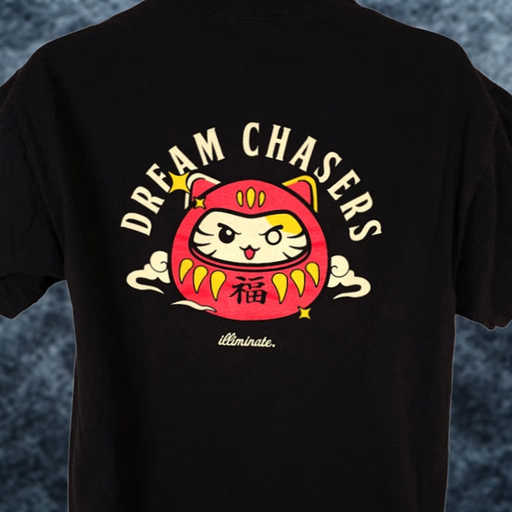 Vintage VINTAGE Japanese Neko Daruma T Shirt Mens Size Large Black Kawaii Cat Dream Chasers Size US L / EU 52-54 / 3 - 1 Thumbnail