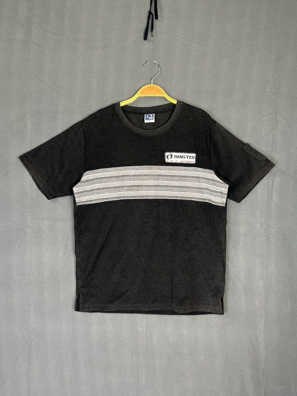Hang Ten × Vintage Hang Ten Stripes Shoulder Pocket Black Tshirt Large Size US L / EU 52-54 / 3 - 1 Thumbnail