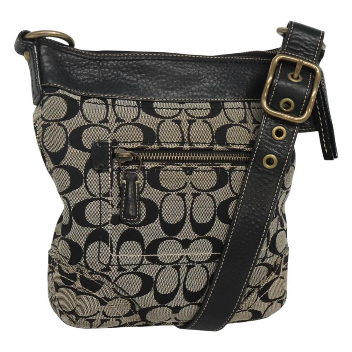 Coach Signature Shoulder Bag Canvas Beige Auth Bs25273, Women's