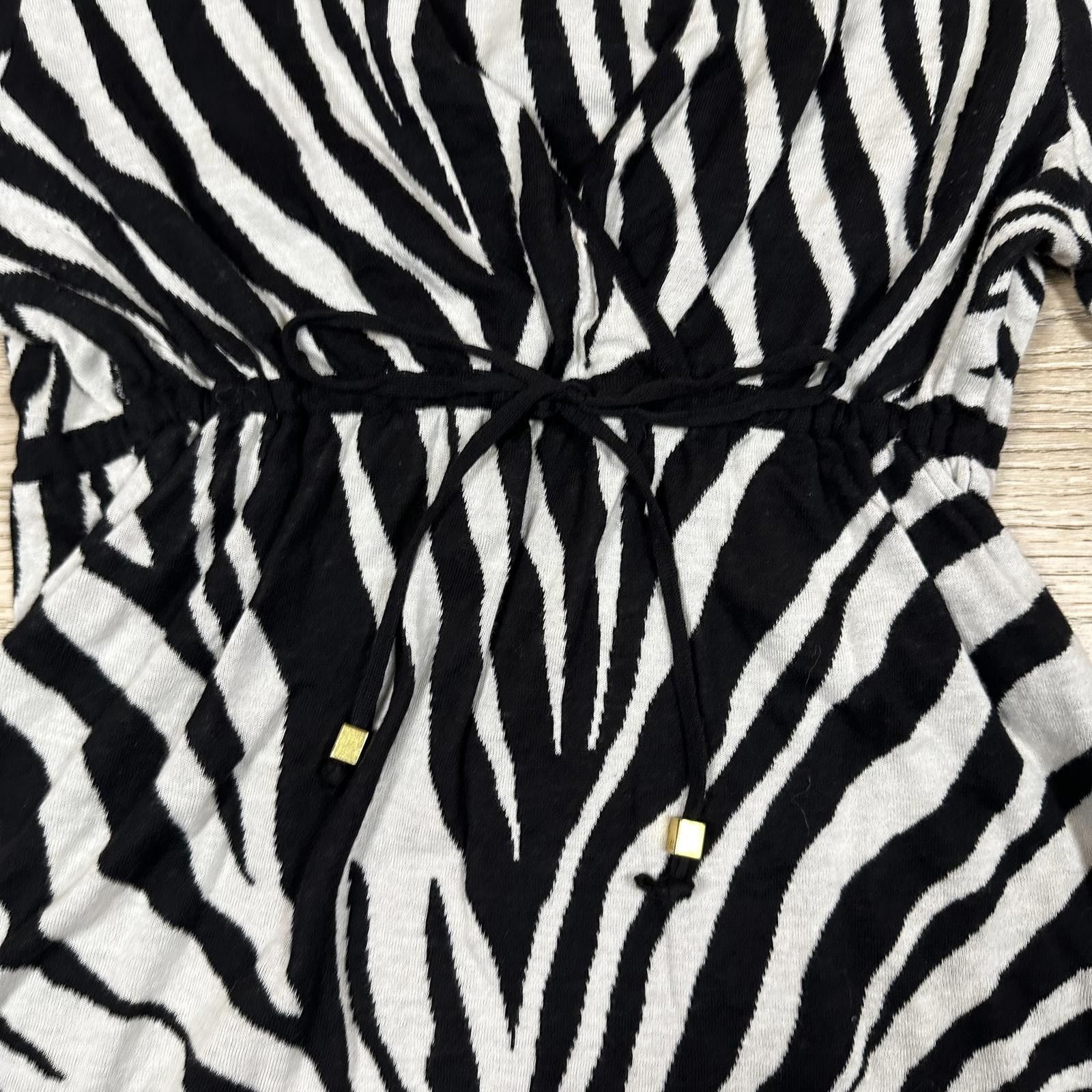 Michael Kors Michael Kors Top Zebra Print Long Sleeve With Cinched Waist Size L / US 10 / IT 46 - 4 Thumbnail