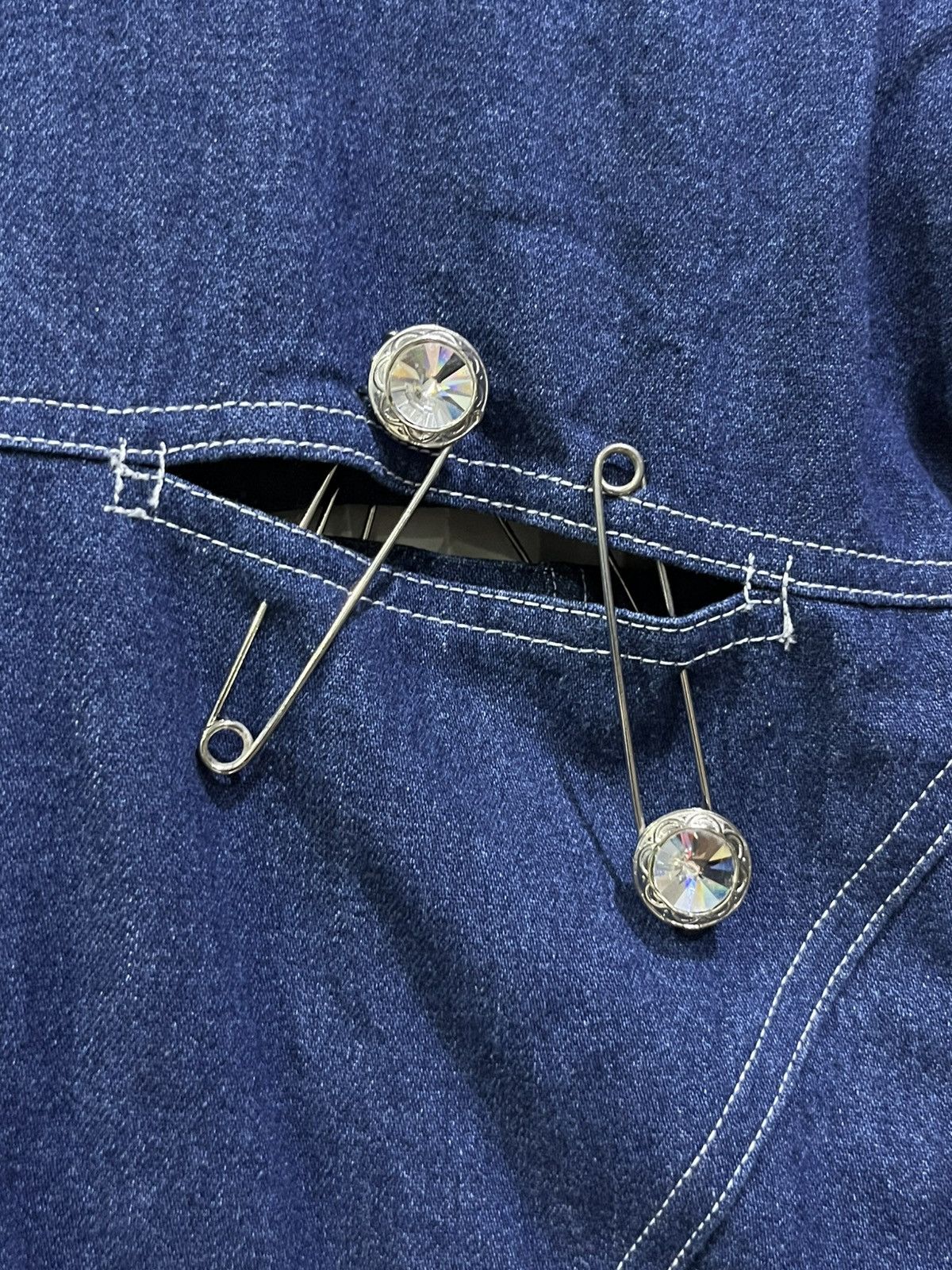 Italia Independent 🔥Ivano Boni Safety Pin Denim Jacket Avant Italy Size S / US 4 / IT 40 - 11 Thumbnail