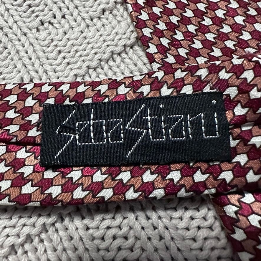 Vintage Vintage 80s red abstract houndstooth silk tie Size ONE SIZE - 3 Thumbnail