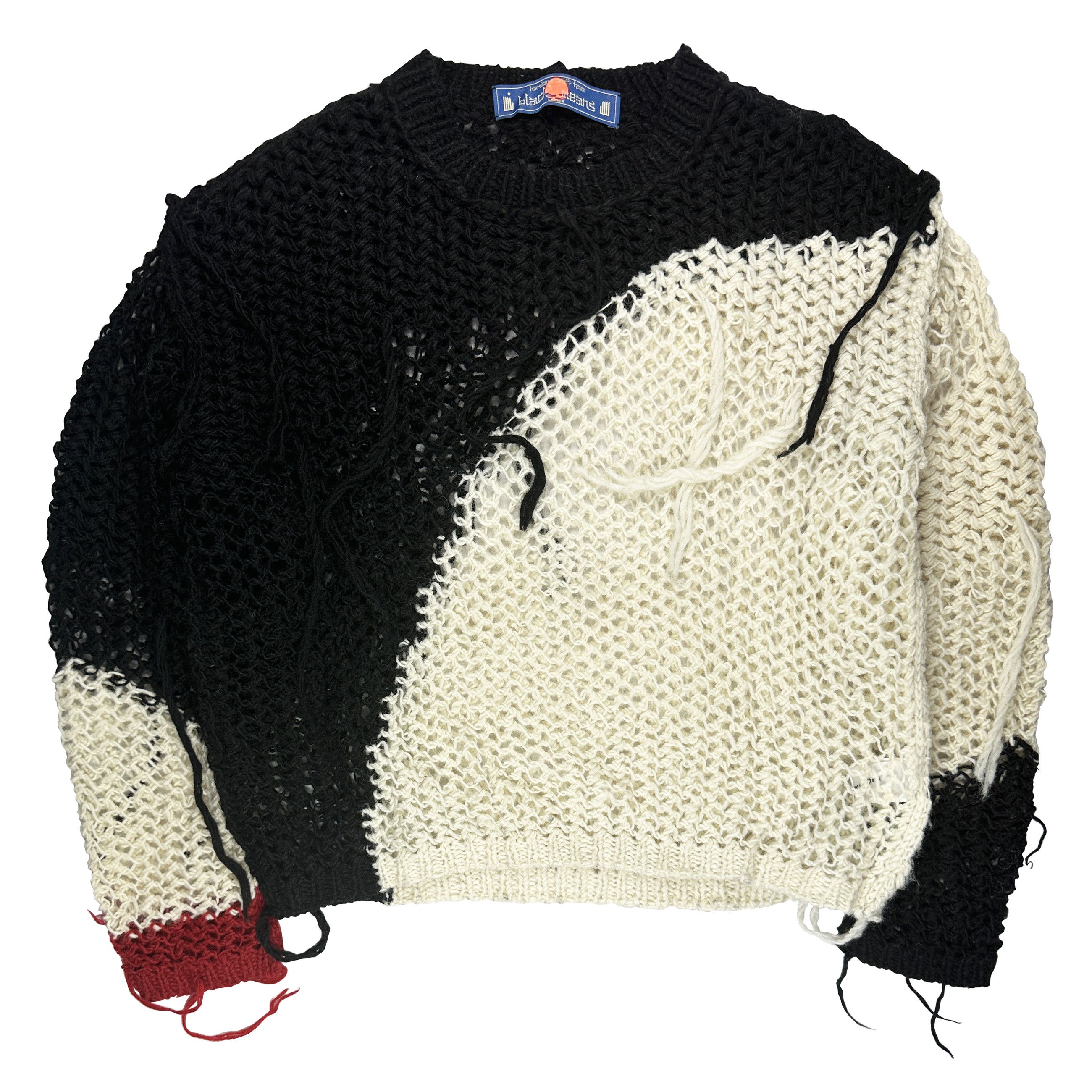image of Blackmeans Ono Yukinori Distressed Knit Sweater in White, Men's (Size Small)