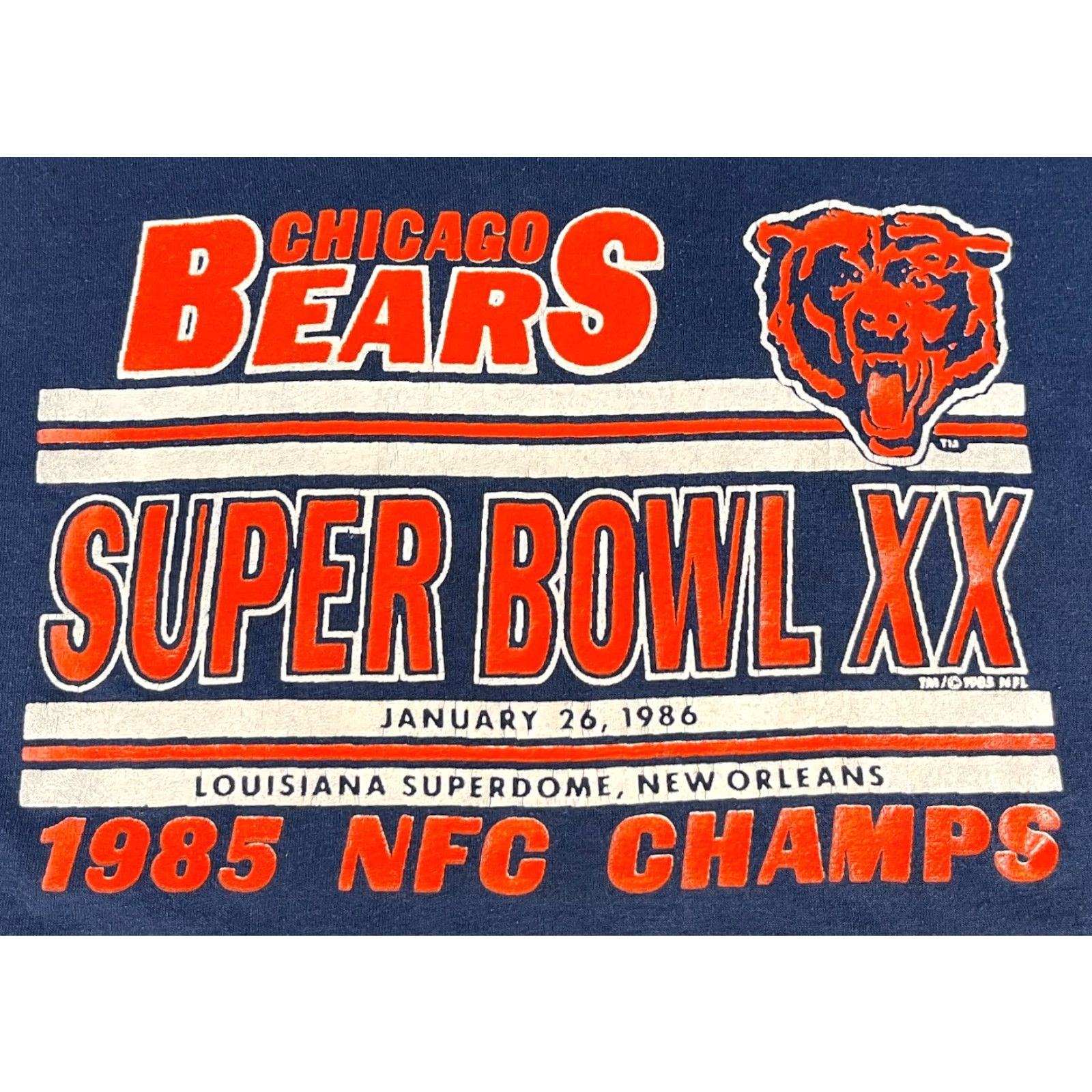 Vintage Vintage Chicago Bears Super Bowl XX 1985 NFC Champs T-Shirt Sz M Men Blue 80s Sports Shirt Size US M / EU 48-50 / 2 - 3 Thumbnail