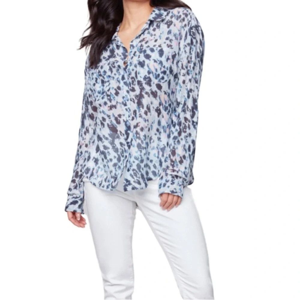 Other Charlie B Abstract Sheer Blouse NWT Size M / US 6-8 / IT 42-44 - 3 Thumbnail