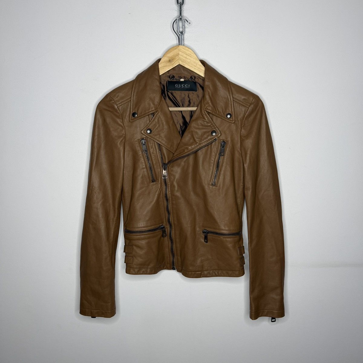 Gucci Gucci Leather Jacket Biker by Tom Ford Y2K Size XS / US 0-2 / IT 36-38 - 1 Thumbnail