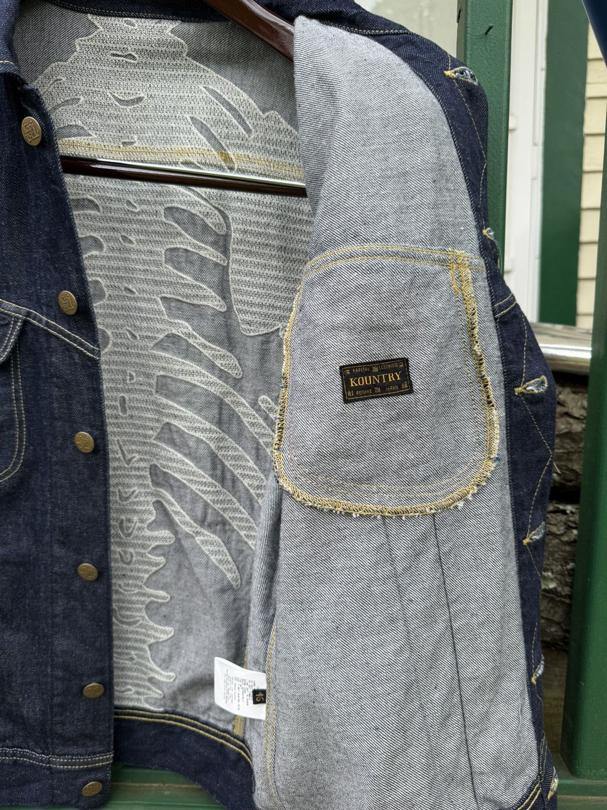 Kapital Kountry Kapital 11.5oz Denim Western Tuxedo Bone Indigo Sz 46 NWT Size US L / EU 52-54 / 3 - 3 Thumbnail