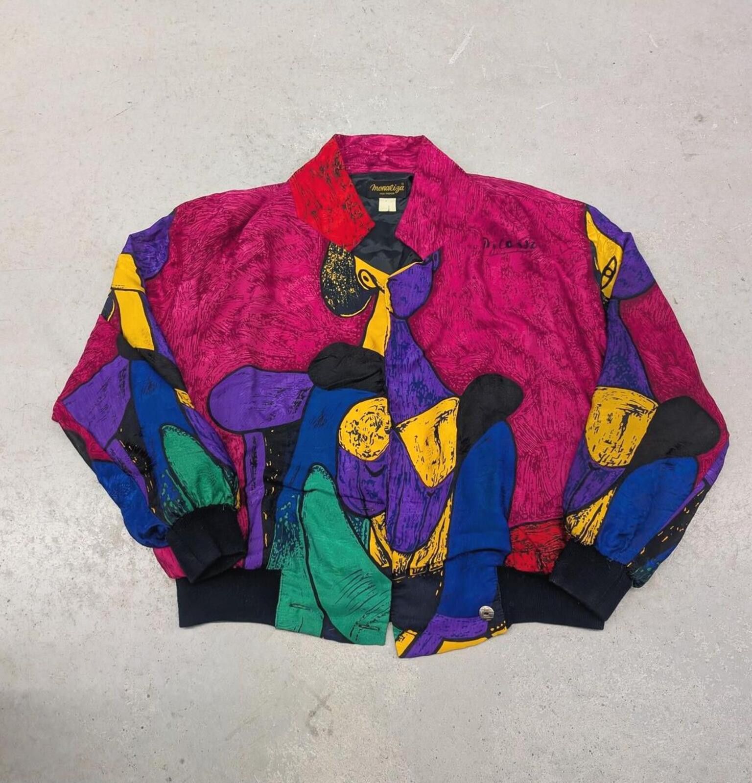 Vintage Rare Vintage 80s Pablo Picasso "Seated Woman" Silk Jacket Size M / US 6-8 / IT 42-44 - 2 Thumbnail