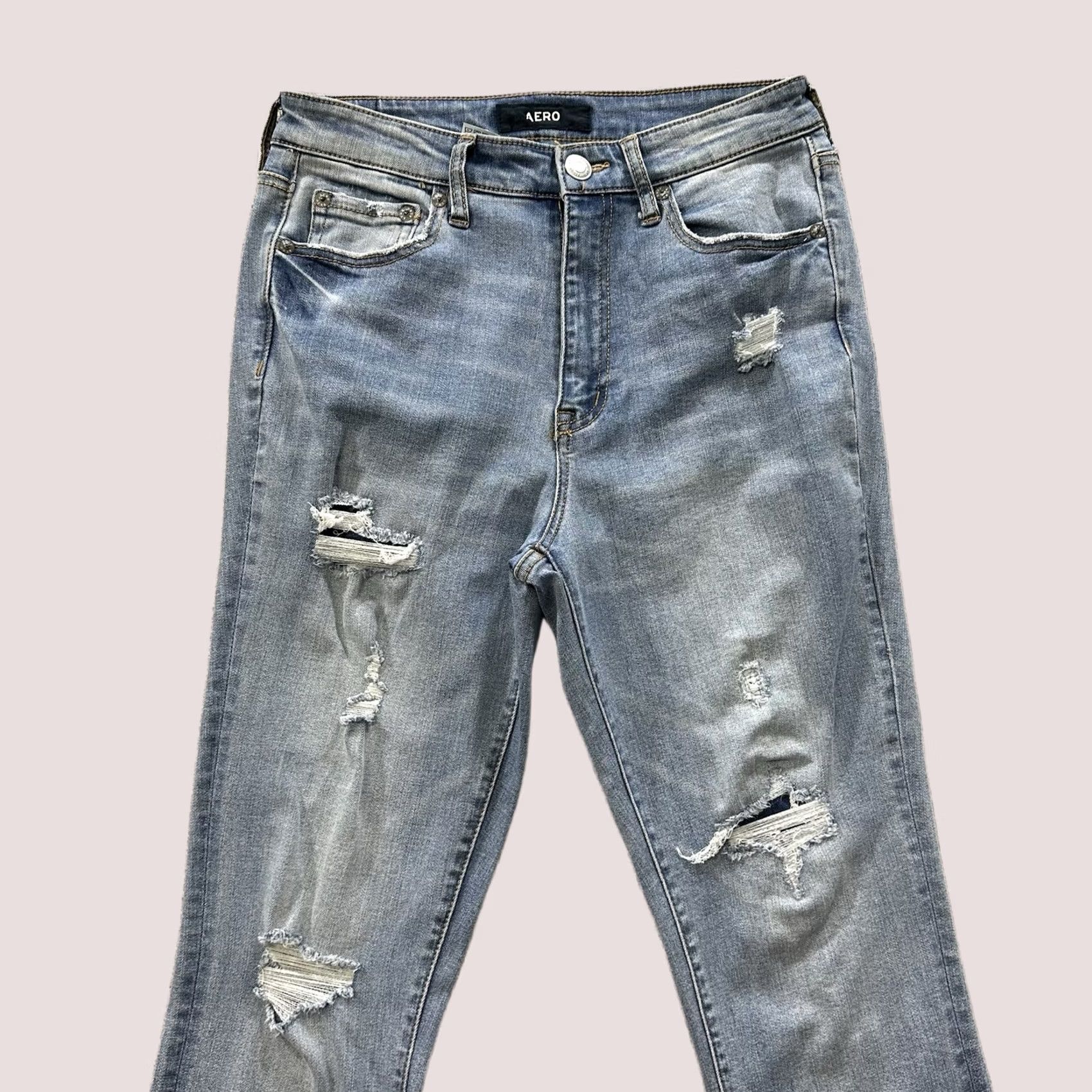 Vintage Aeropostale Jeans Womens 6 27x27 Aero Super High Rise Jegging Distressed Raw Hem Size 27" / US 4 / IT 40 - 1 Thumbnail