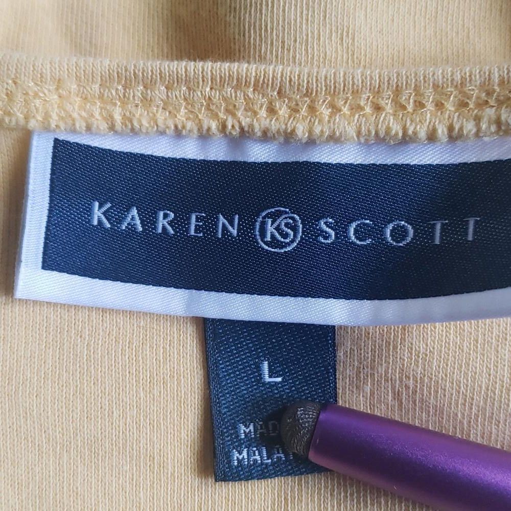 Designer CT544 Karen Scott Ladies Yellow Round Neck Top L Size L / US 10 / IT 46 - 3 Thumbnail