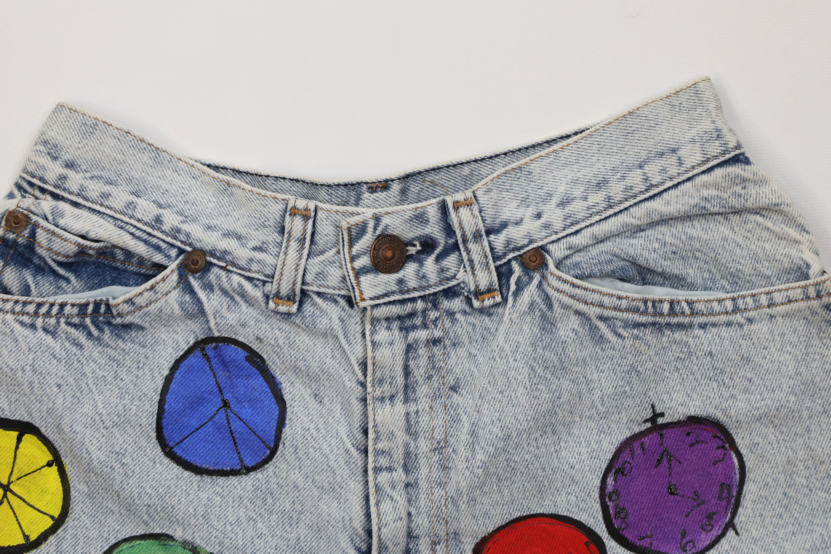 Levi's Vintage 70s 80s Levis Free Speech Acid Wash Shorts USA Size 26" / US 2 / IT 38 - 2 Thumbnail