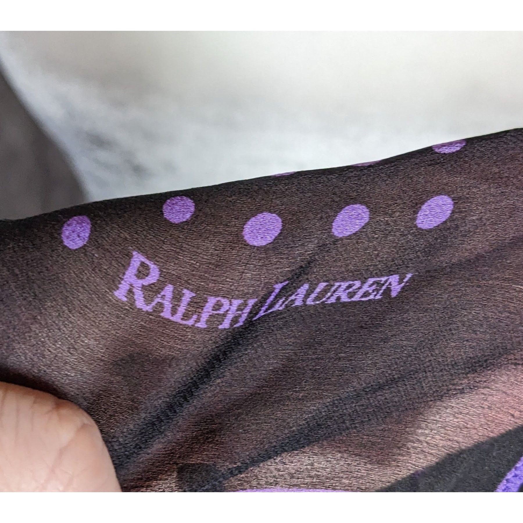 Ralph Lauren Preppy Goth Ralph Lauren Black And Purple Polka Dot Sheer Sq Size ONE SIZE - 2 Thumbnail